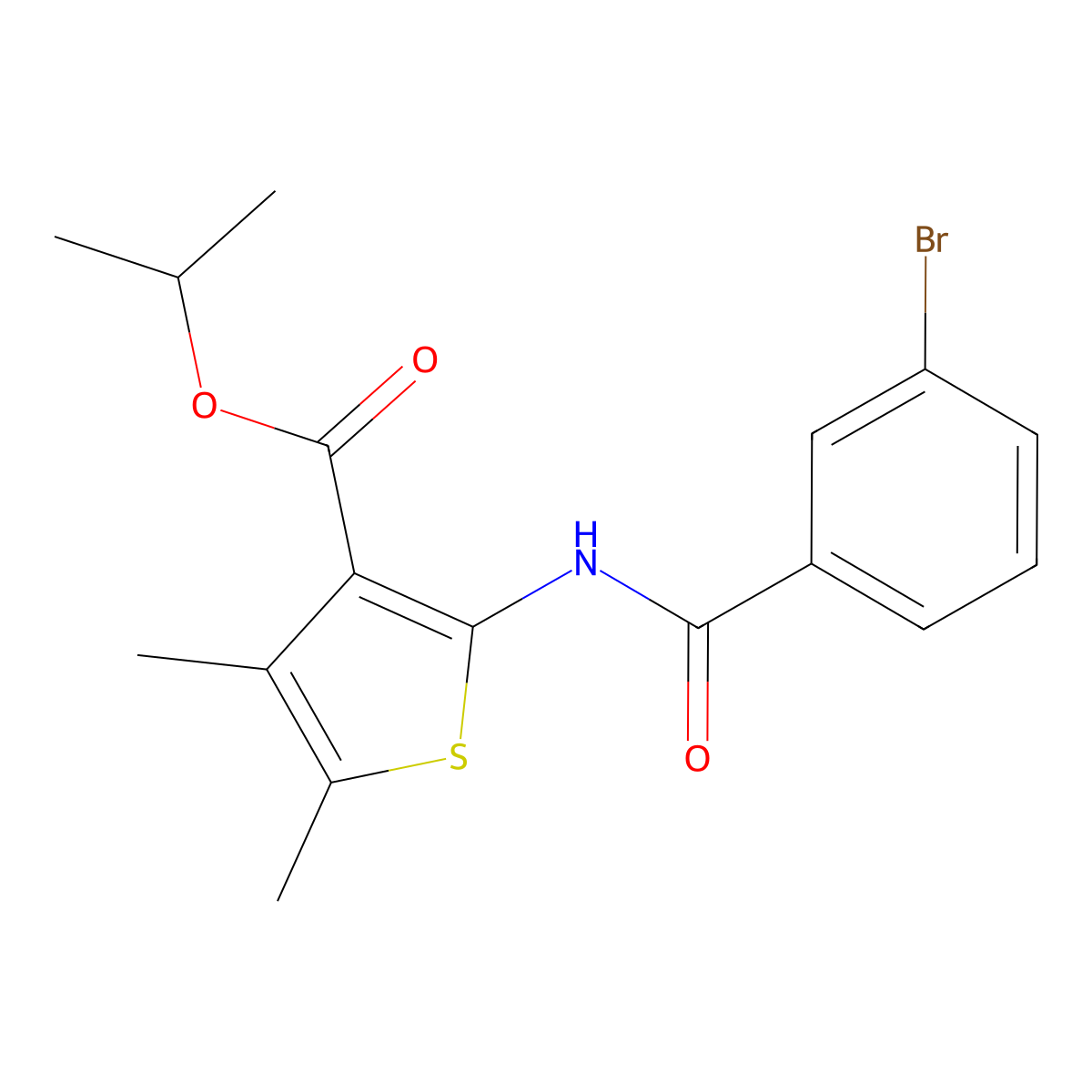 Propan-2-yl 2-[(3-bromobenzoyl)amino]-4,5-dimethylthiophene-3-carboxylate molecular structure, CAS 419558-98-8