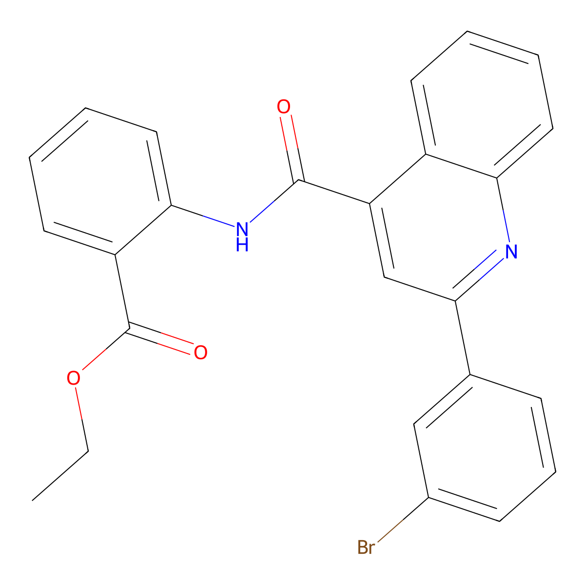 Ethyl 2-[[2-(3-bromophenyl)quinoline-4-carbonyl]amino]benzoate molecular structure, CAS 419558-99-9