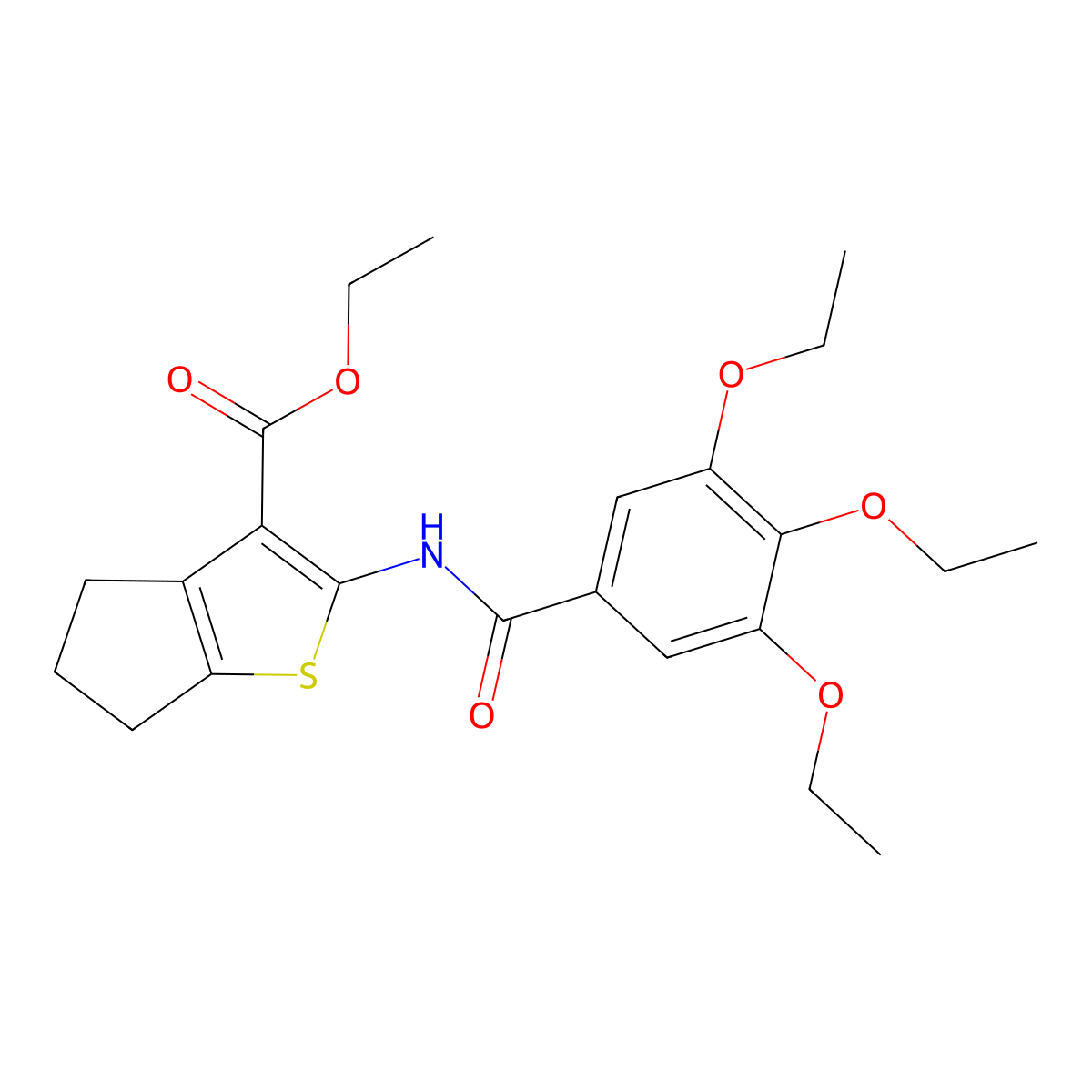 ethyl 2-[(3,4,5-triethoxybenzoyl)amino]-5,6-dihydro-4H-cyclopenta[b]thiophene-3-carboxylate molecular structure, CAS 419559-02-7