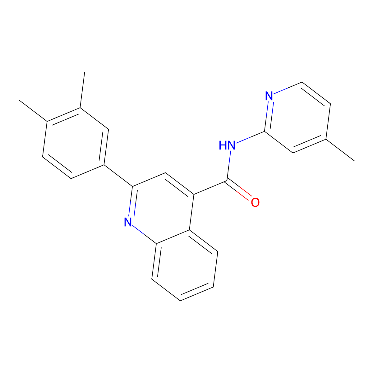 2-(3,4-dimethylphenyl)-N-(4-methylpyridin-2-yl)quinoline-4-carboxamide molecular structure, CAS 419559-07-2