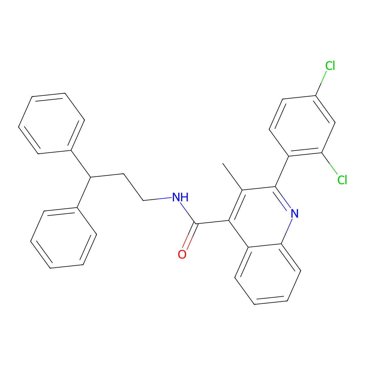 2-(2,4-dichlorophenyl)-N-(3,3-diphenylpropyl)-3-methylquinoline-4-carboxamide molecular structure, CAS 419559-12-9