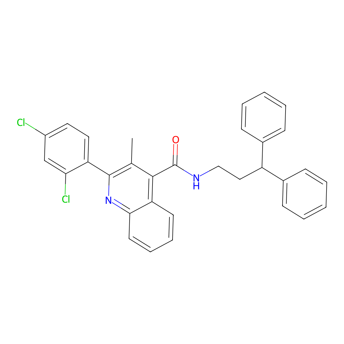 2-(2,4-dichlorophenyl)-N-(3,3-diphenylpropyl)-3-methylquinoline-4-carboxamide molecular structure, CAS 419559-12-9