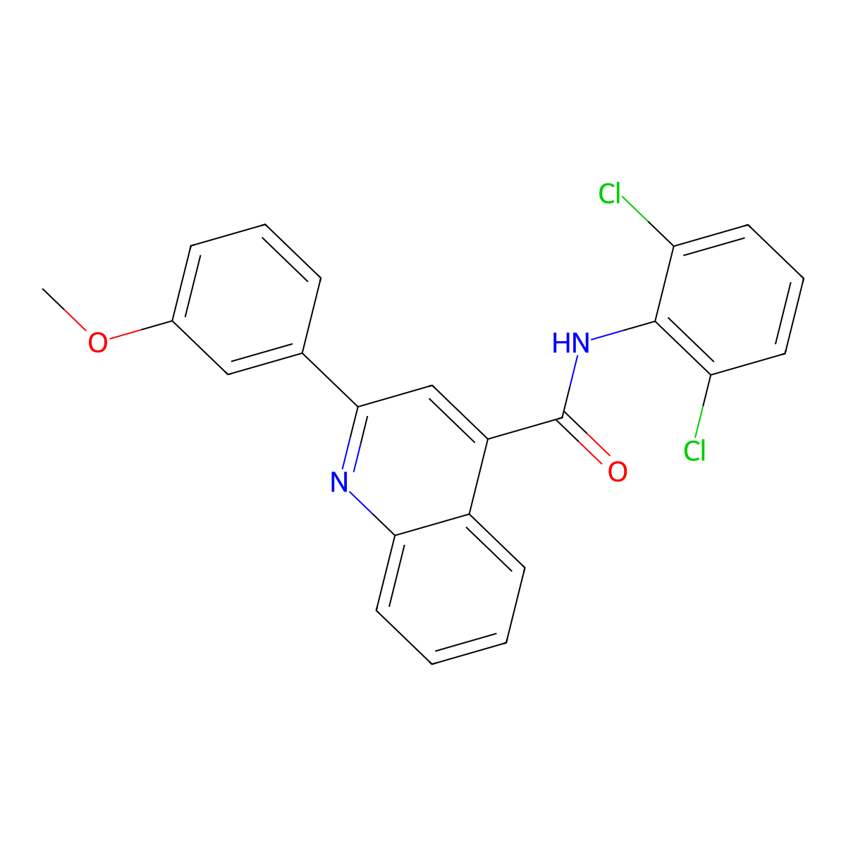 N-(2,6-dichlorophenyl)-2-(3-methoxyphenyl)quinoline-4-carboxamide molecular structure, CAS 419559-19-6