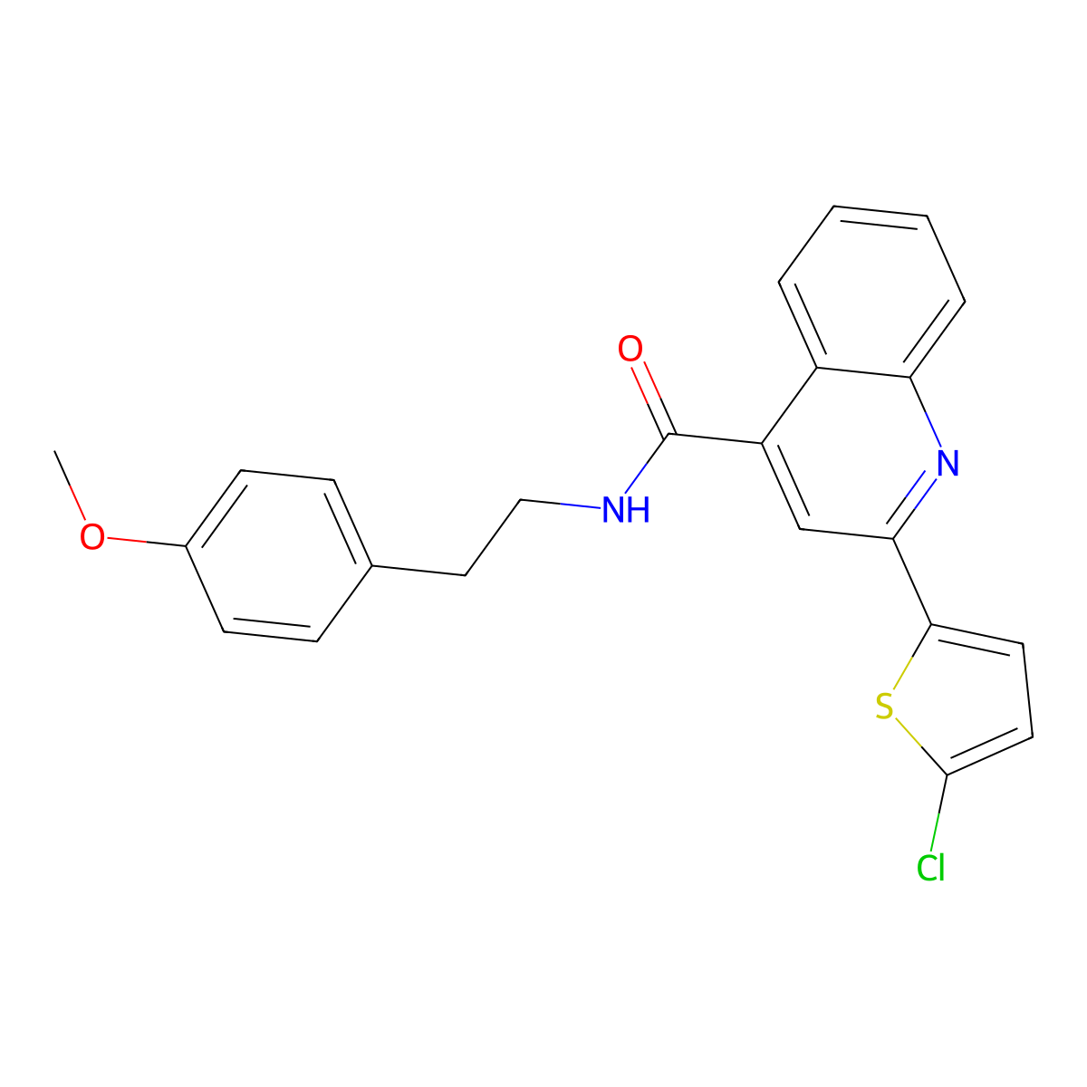 2-(5-chlorothiophen-2-yl)-N-[2-(4-methoxyphenyl)ethyl]quinoline-4-carboxamide molecular structure, CAS 419559-23-2