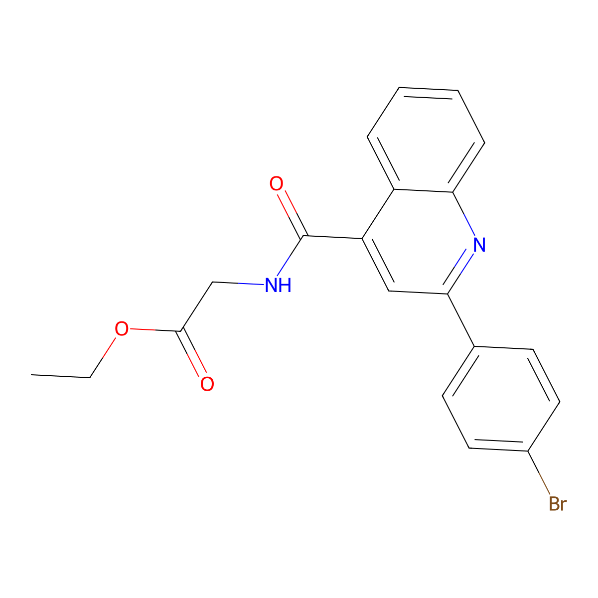 Ethyl 2-[[2-(4-bromophenyl)quinoline-4-carbonyl]amino]acetate molecular structure, CAS 419559-33-4