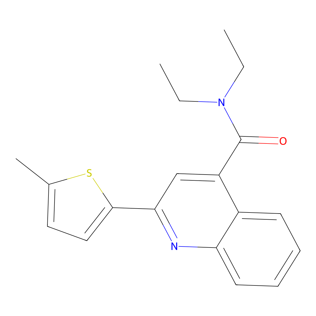 N,N-diethyl-2-(5-methylthiophen-2-yl)quinoline-4-carboxamide molecular structure, CAS 419559-34-5