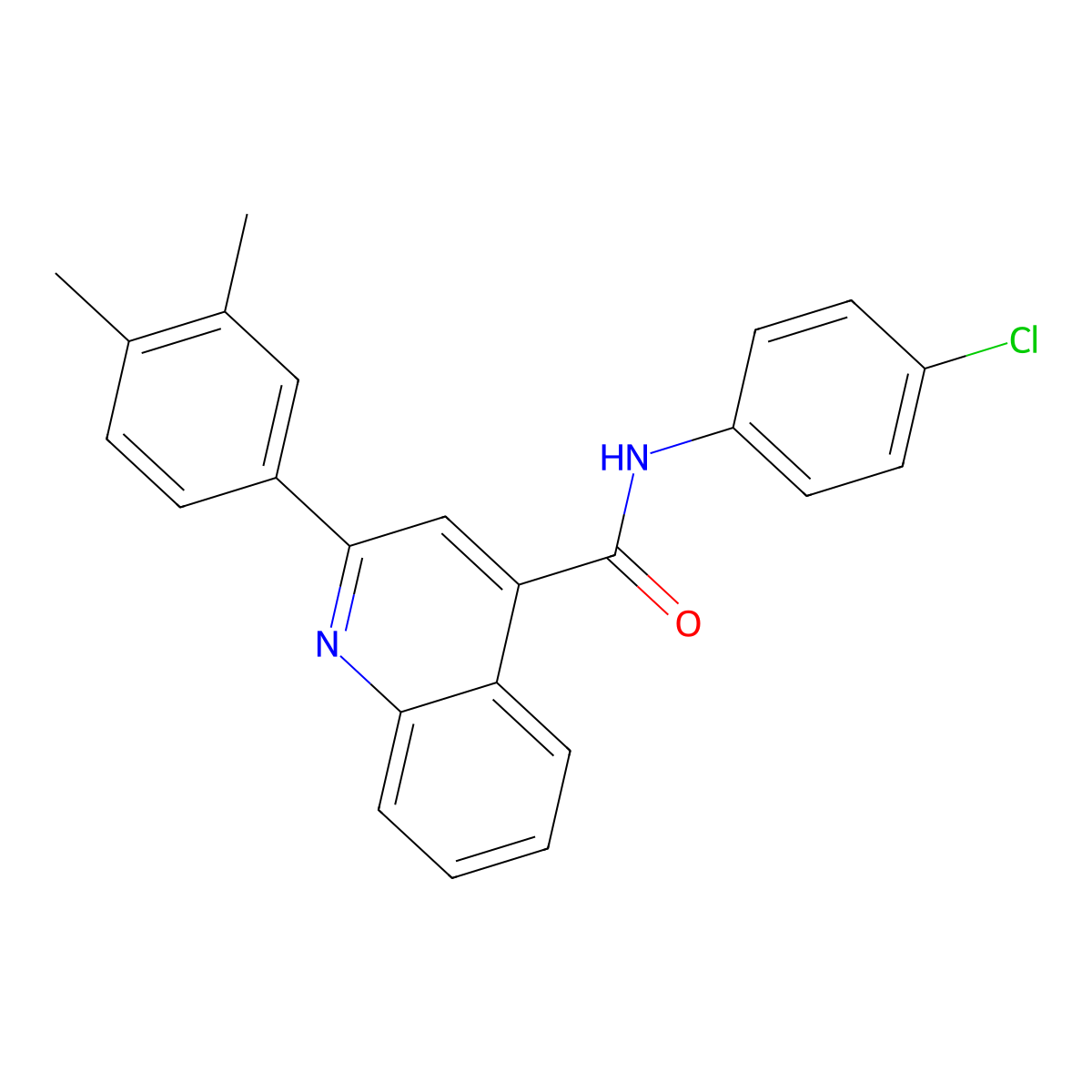 N-(4-chlorophenyl)-2-(3,4-dimethylphenyl)-4-quinolinecarboxamide molecular structure, CAS 419559-46-9
