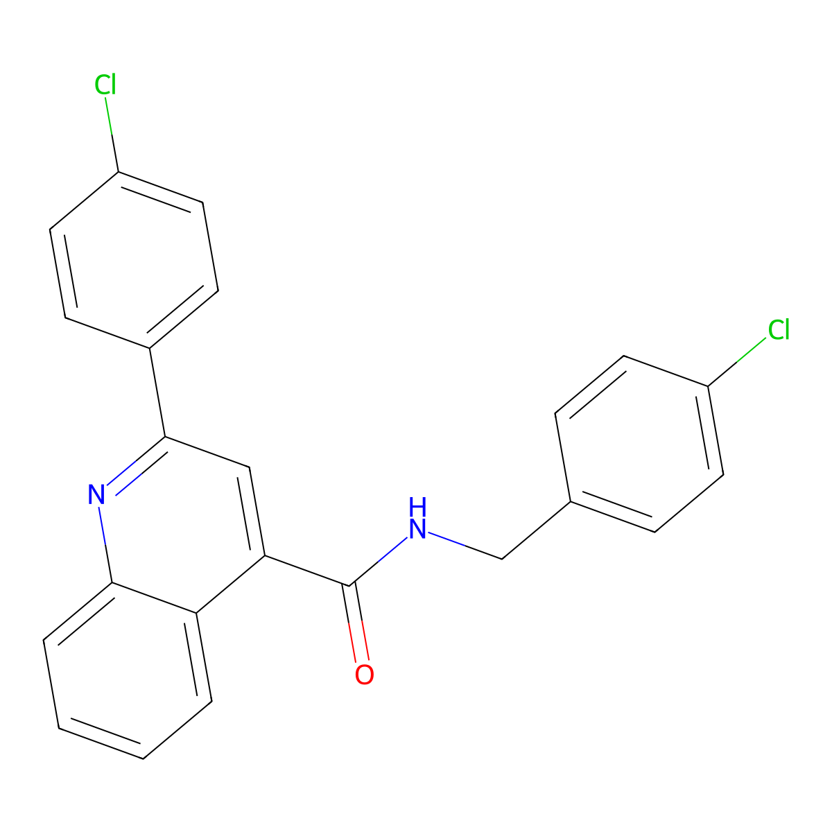 2-(4-chlorophenyl)-N-[(4-chlorophenyl)methyl]quinoline-4-carboxamide molecular structure, CAS 419559-49-2