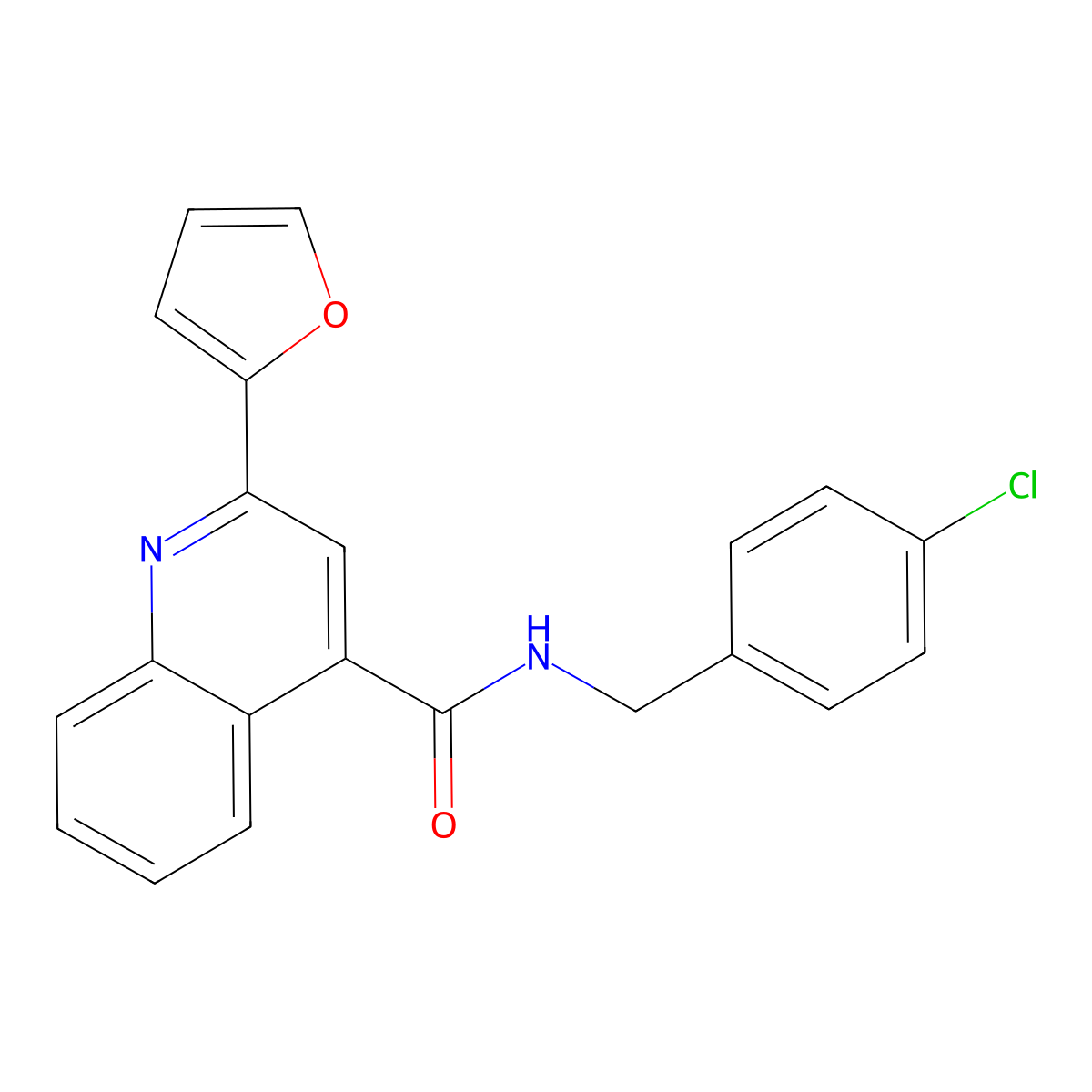 N-[(4-chlorophenyl)methyl]-2-(furan-2-yl)quinoline-4-carboxamide molecular structure, CAS 419559-50-5