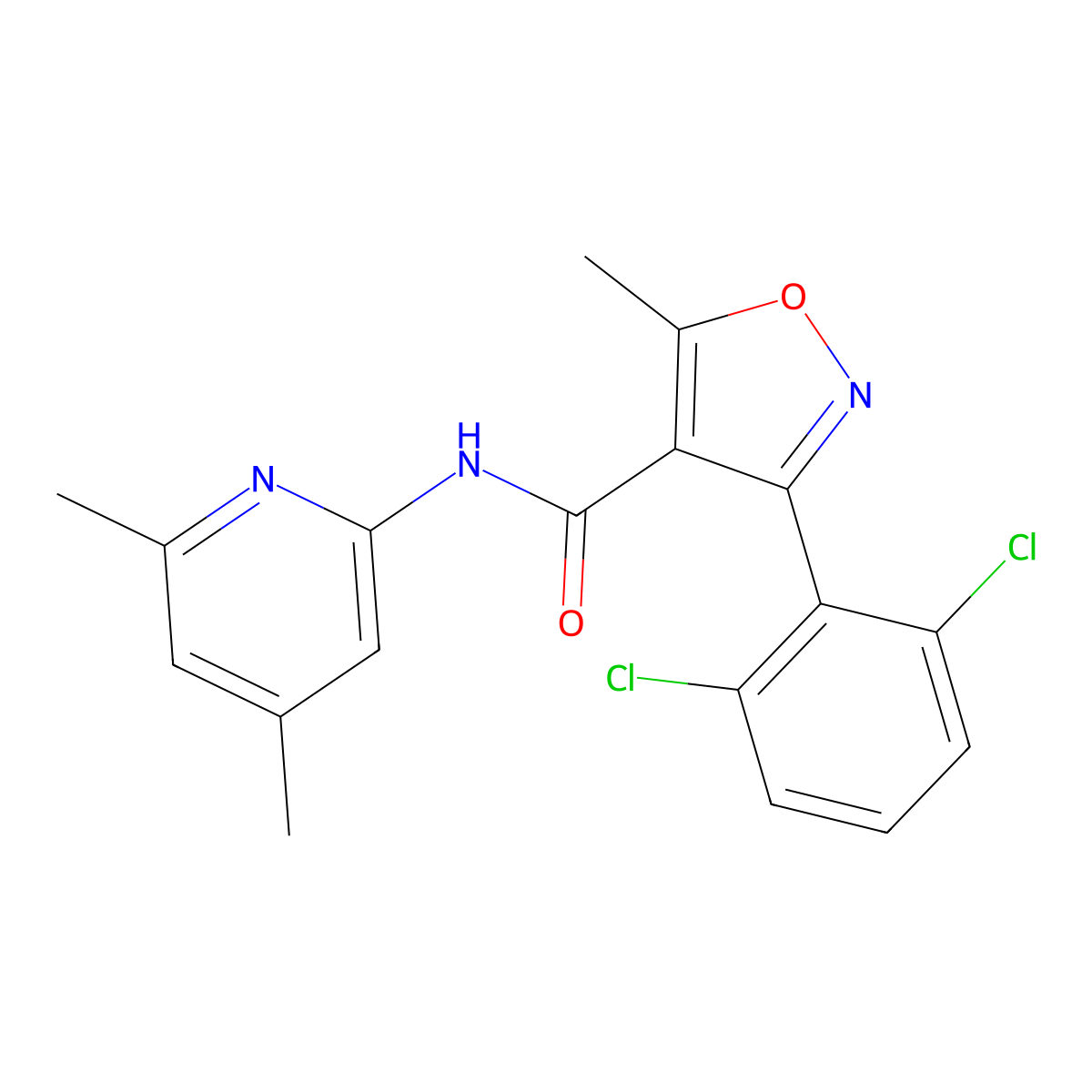 3-(2,6-dichlorophenyl)-N-(4,6-dimethylpyridin-2-yl)-5-methyl-1,2-oxazole-4-carboxamide molecular structure, CAS 419559-56-1