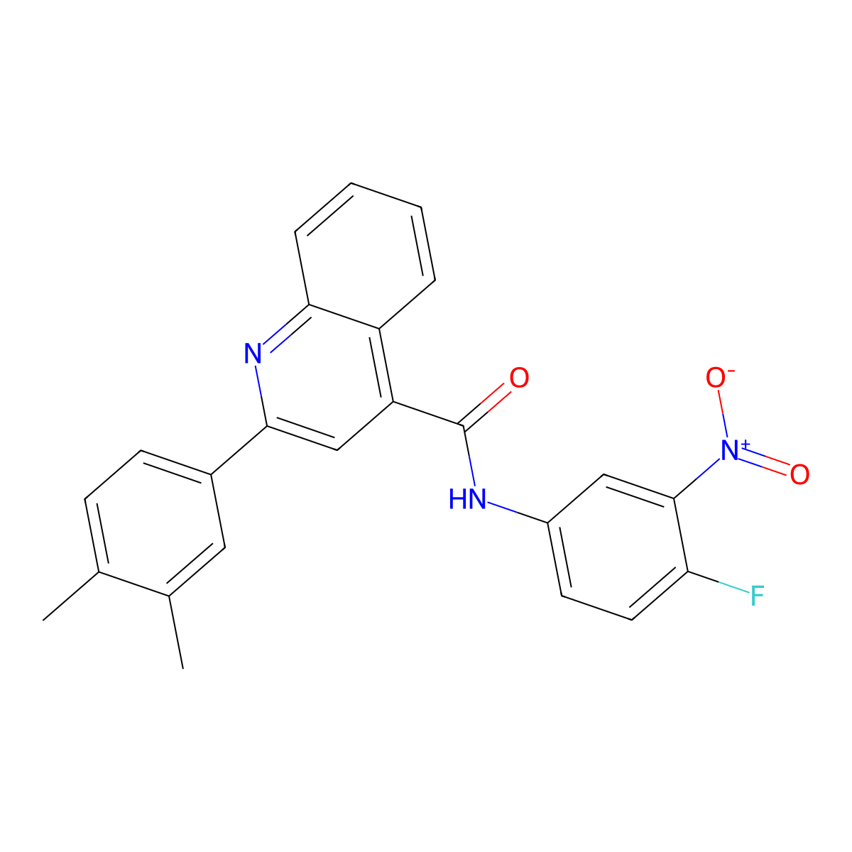 2-(3,4-dimethylphenyl)-N-(4-fluoro-3-nitrophenyl)quinoline-4-carboxamide molecular structure, CAS 419559-59-4