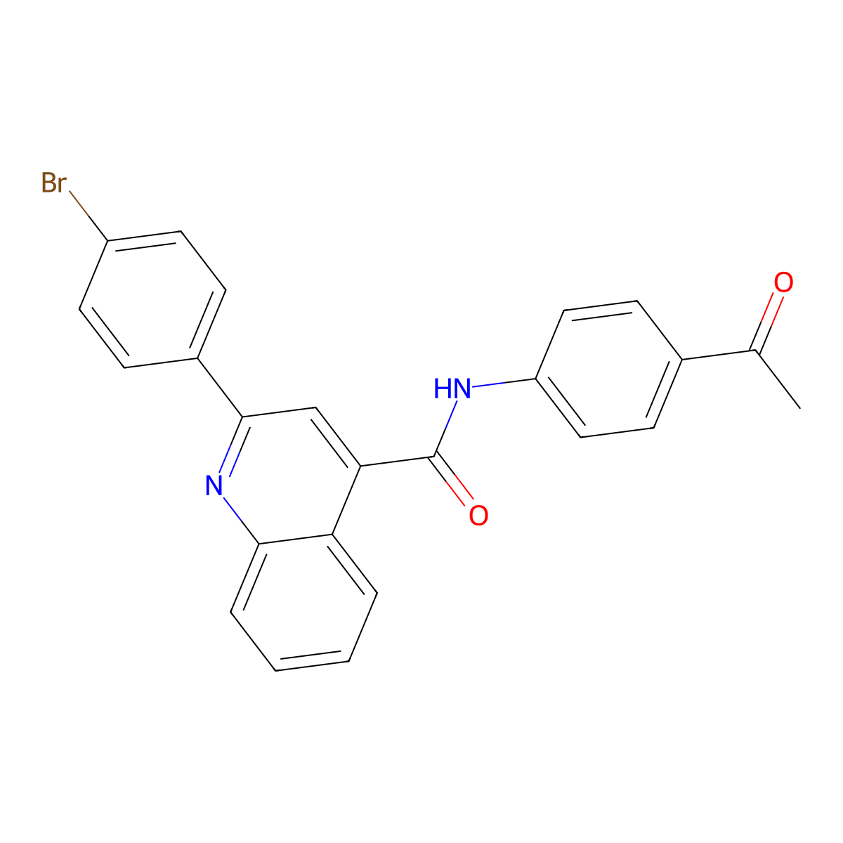 N-(4-acetylphenyl)-2-(4-bromophenyl)quinoline-4-carboxamide molecular structure, CAS 419559-78-7