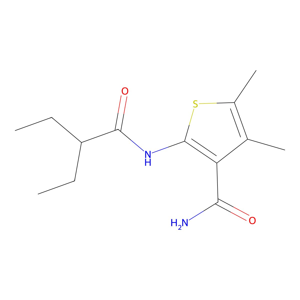 2-(2-Ethylbutanoylamino)-4,5-dimethylthiophene-3-carboxamide molecular structure, CAS 419559-93-6