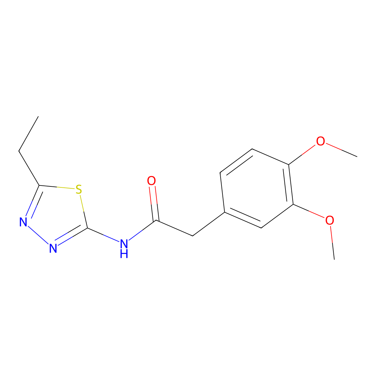 2-(3,4-dimethoxyphenyl)-N-(5-ethyl-1,3,4-thiadiazol-2-yl)acetamide molecular structure, CAS 419560-07-9