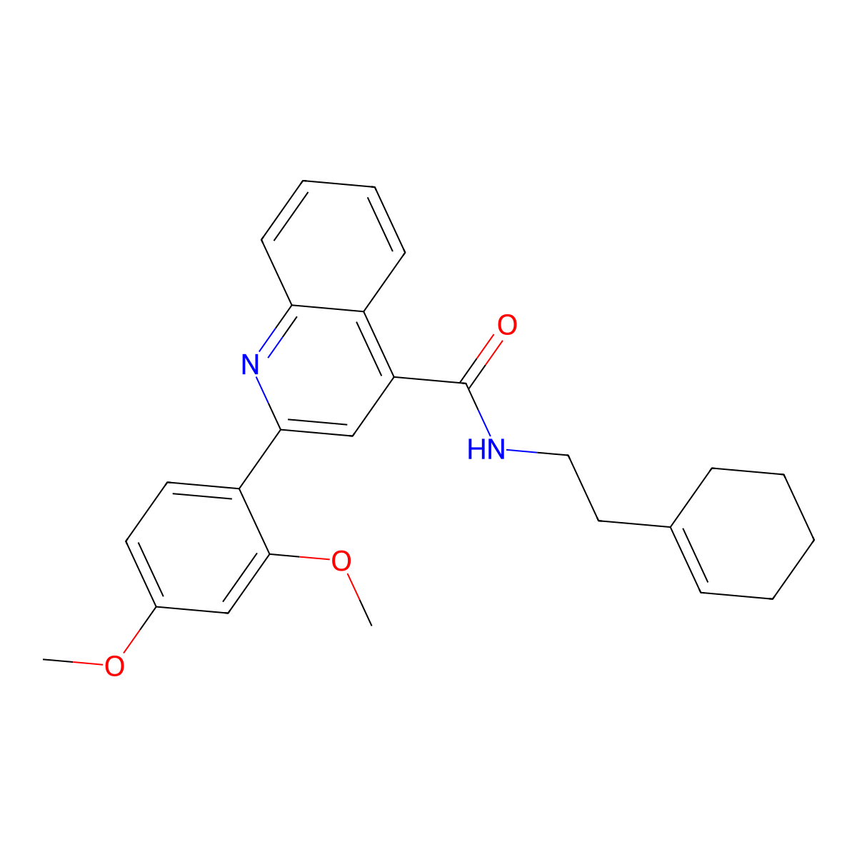 N-[2-(cyclohex-1-en-1-yl)ethyl]-2-(2,4-dimethoxyphenyl)quinoline-4-carboxamide molecular structure, CAS 419560-13-7