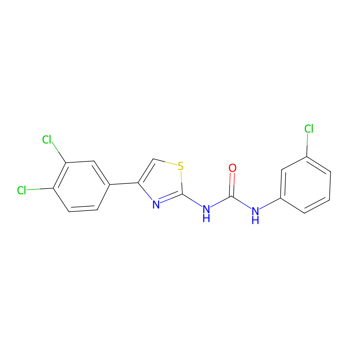 1-(3-Chlorophenyl)-3-[4-(3,4-dichlorophenyl)-1,3-thiazol-2-yl]urea molecular structure, CAS 419560-16-0