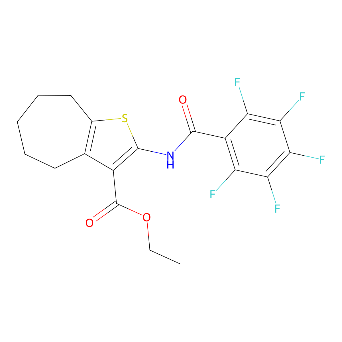 ethyl 2-[(2,3,4,5,6-pentafluorobenzoyl)amino]-5,6,7,8-tetrahydro-4H-cyclohepta[b]thiophene-3-carboxylate molecular structure, CAS 419560-37-5