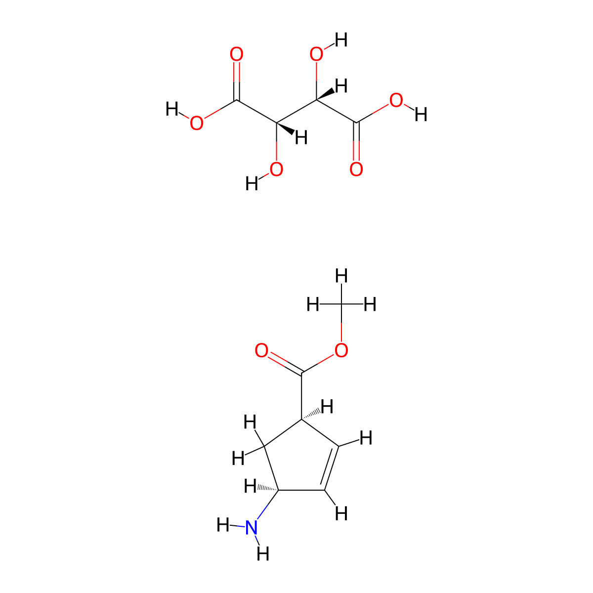 (2S,3S)-2,3-dihydroxybutanedioic acid;methyl (1R,4S)-4-aminocyclopent-2-ene-1-carboxylate molecular structure, CAS 419563-23-8