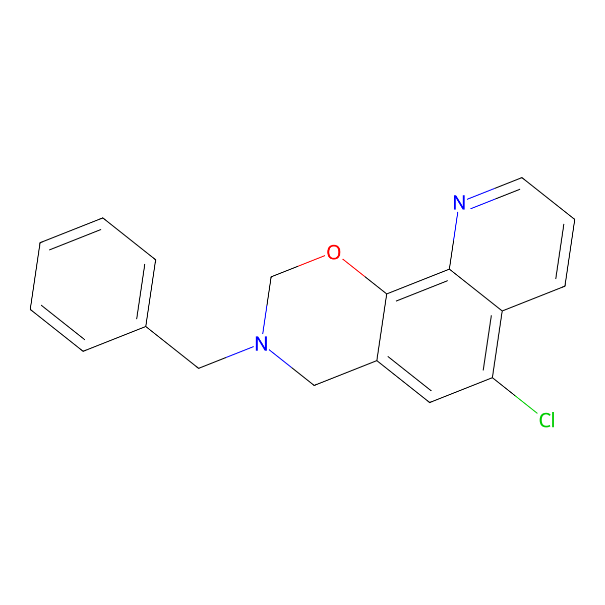 3-Benzyl-6-chloro-3,4-dihydro-2H-(1,3)oxazino(5,6-h)quinoline molecular structure, CAS 41957-82-8