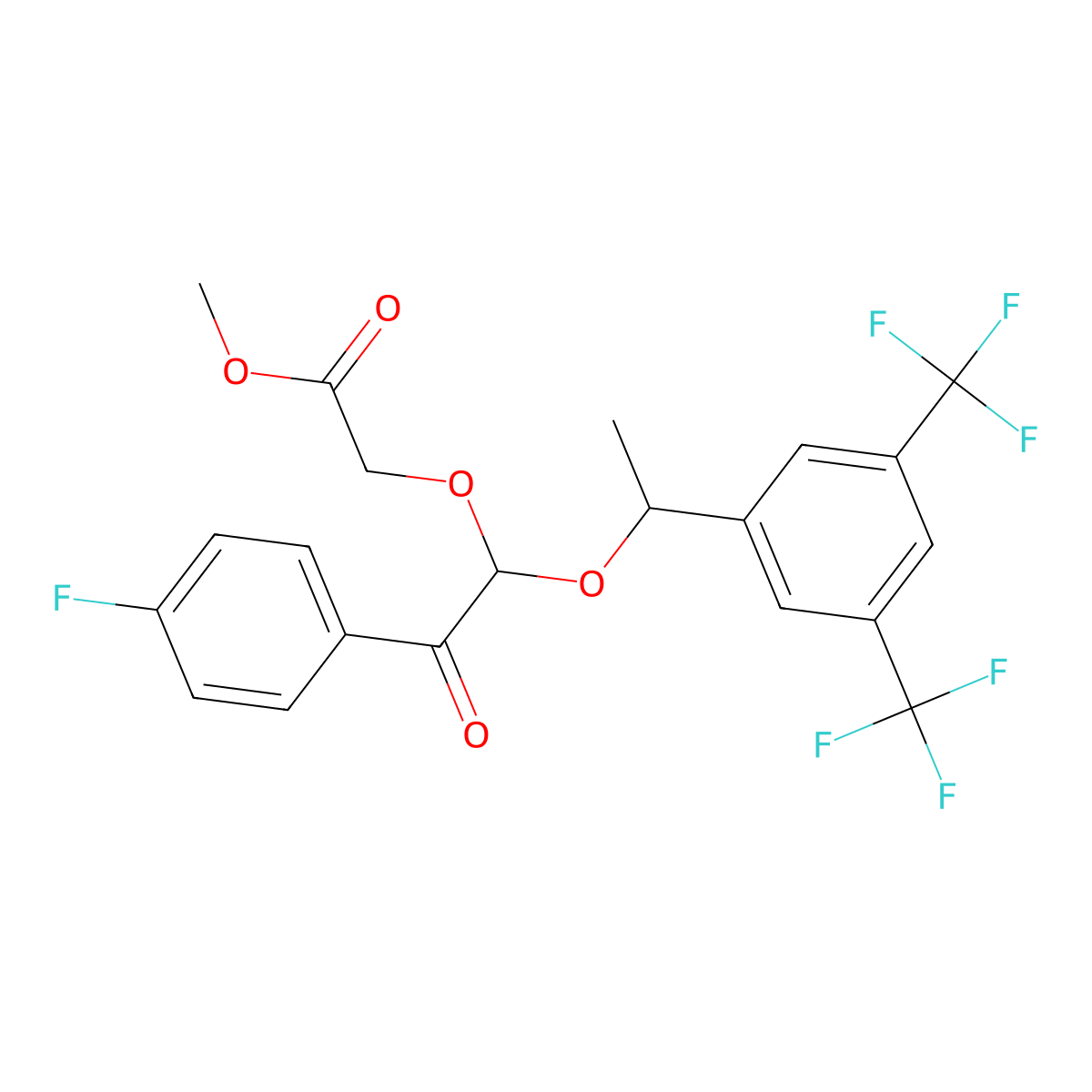 2-[(1S)-1-[(1R)-1-[3,5-Bis(trifluoromethyl)phenyl]ethoxy]-2-(4-fluorophenyl)-2-oxoethoxy]acetic Acid Methyl Ester molecular structure, CAS 419574-29-1