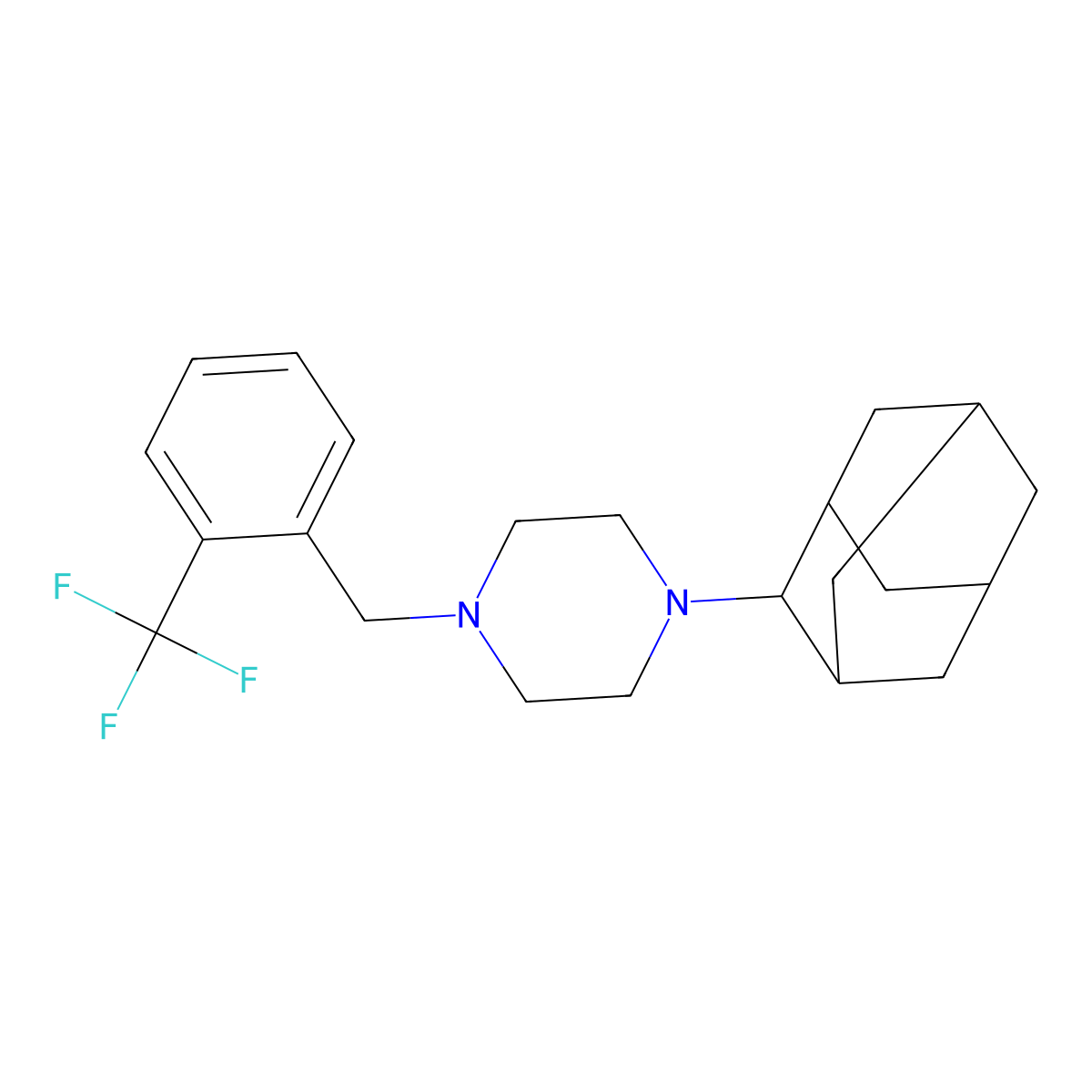 1-(2-Adamantyl)-4-[[2-(trifluoromethyl)phenyl]methyl]piperazine molecular structure, CAS 419577-93-8