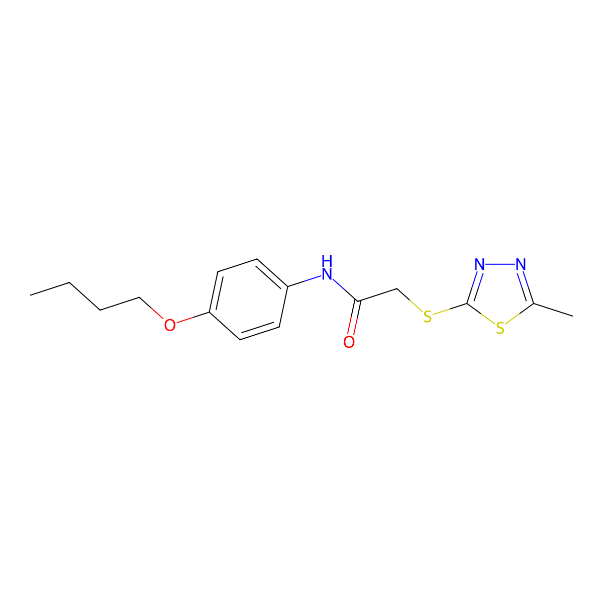 N-(4-butoxyphenyl)-2-[(5-methyl-1,3,4-thiadiazol-2-yl)sulfanyl]acetamide molecular structure, CAS 419580-83-9