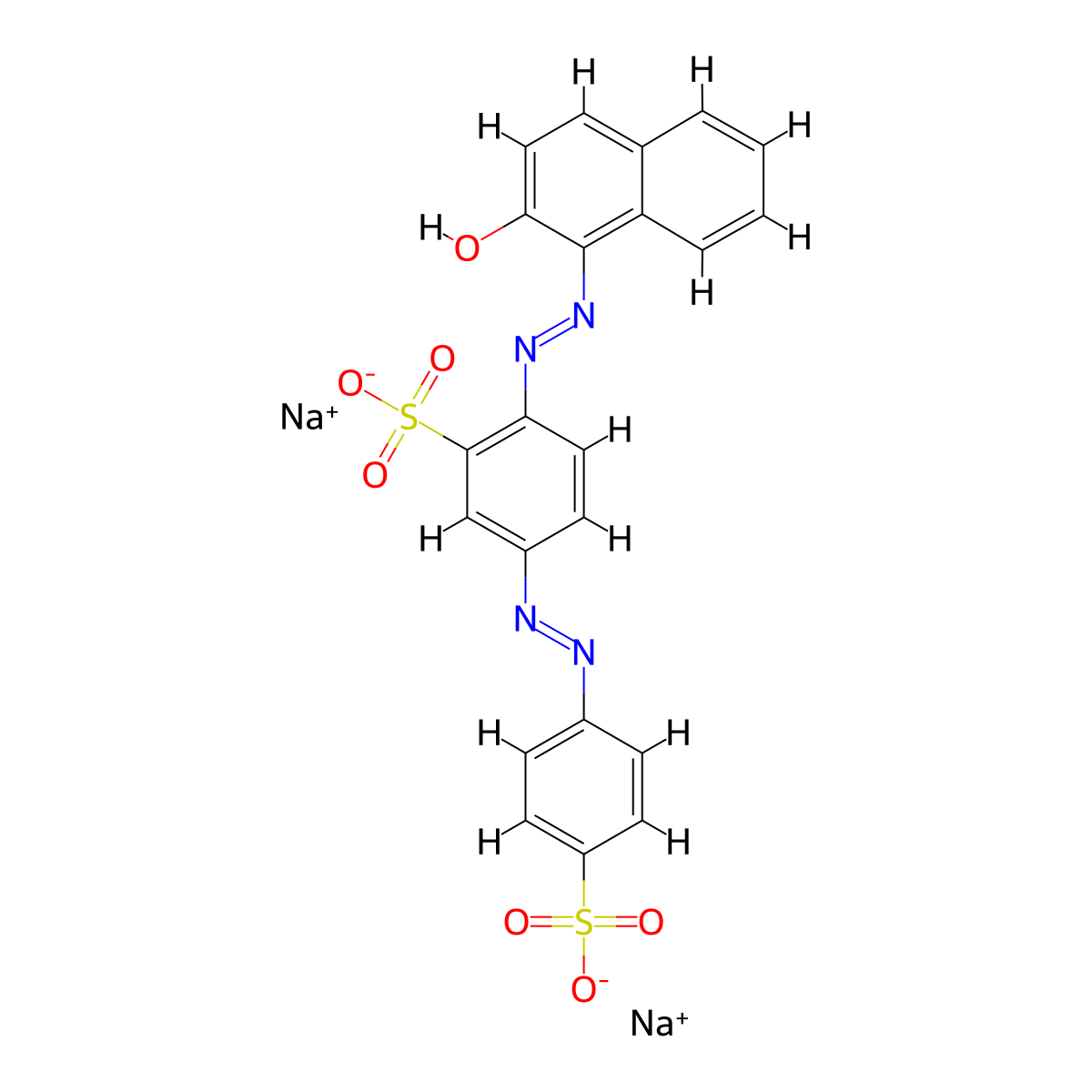 Sodium 6-(2-hydroxynaphthylazo)-3,4'-azodibenzenesulphonate molecular structure, CAS 4196-99-0