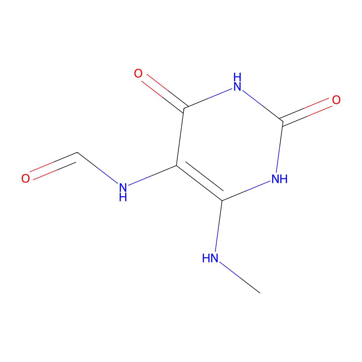 6-(Methylamino)-2,4-dioxo-1,2,3,4-tetrahydropyrimidin-5-ylformamide molecular structure, CAS 41964-44-7