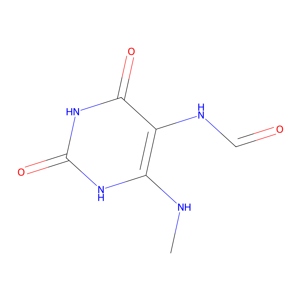 6-(Methylamino)-2,4-dioxo-1,2,3,4-tetrahydropyrimidin-5-ylformamide molecular structure, CAS 41964-44-7