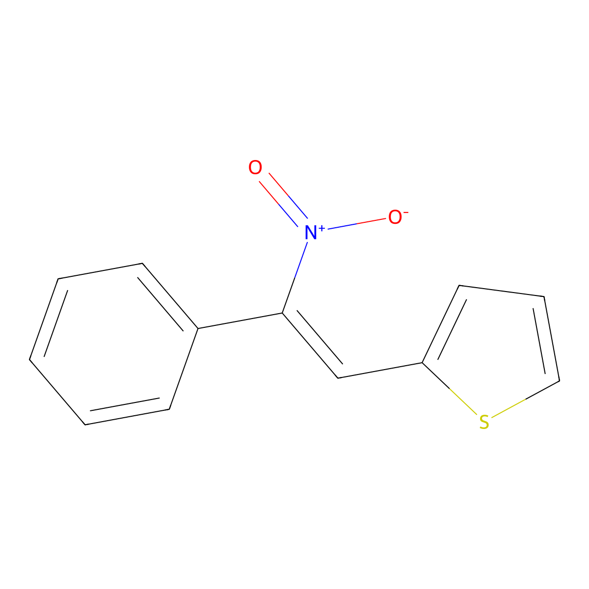 2-(2-Nitro-2-phenyl-vinyl)-thiophene molecular structure, CAS 41969-25-9