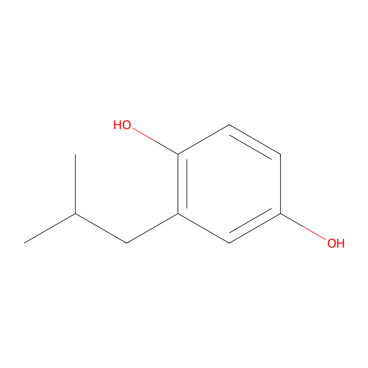 2-Isobutylbenzene-1,4-diol molecular structure, CAS 4197-78-8