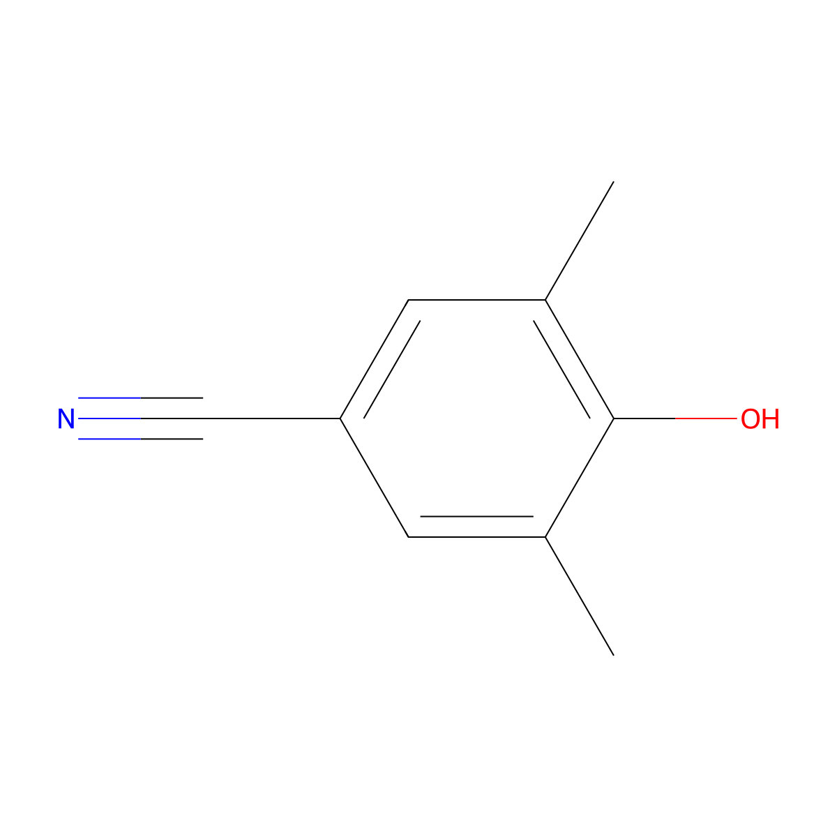 3,5-Dimethyl-4-hydroxybenzonitrile molecular structure, CAS 4198-90-7