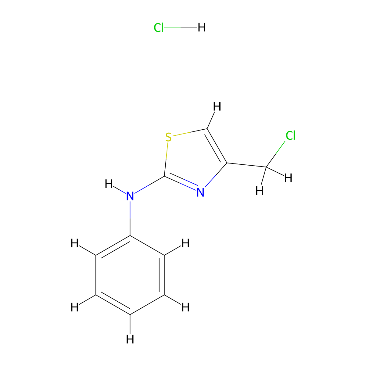 4-(chloromethyl)-N-phenyl-1,3-thiazol-2-amine hydrochloride molecular structure, CAS 41981-20-8