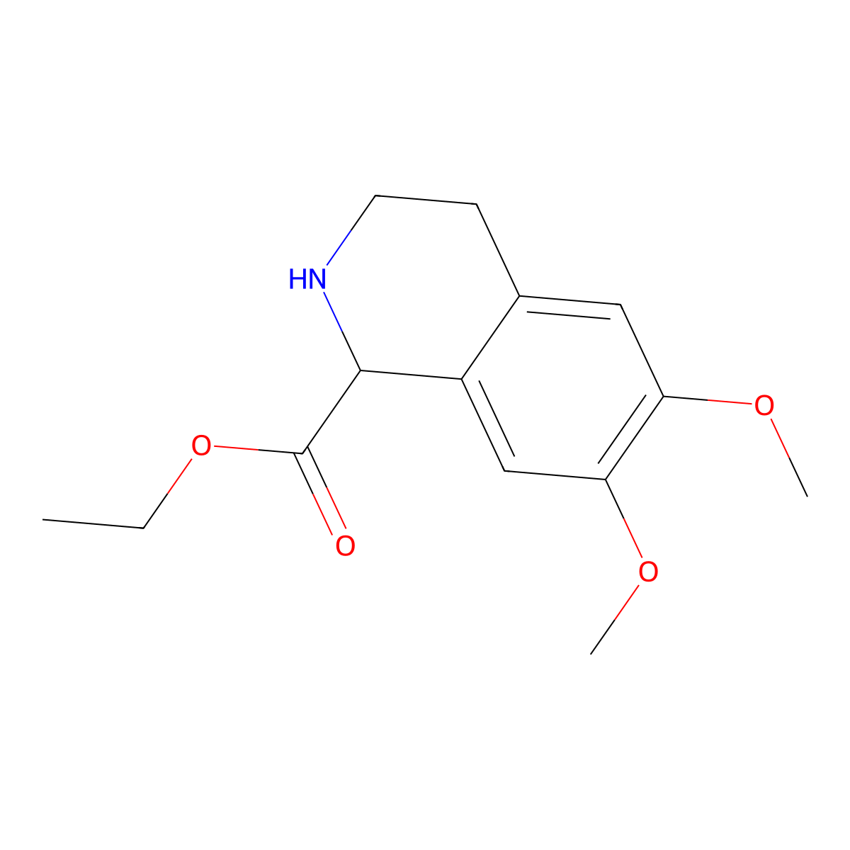 Ethyl 6,7-dimethoxy-1,2,3,4-tetrahydroisoquinoline-1-carboxylate molecular structure, CAS 41993-68-4