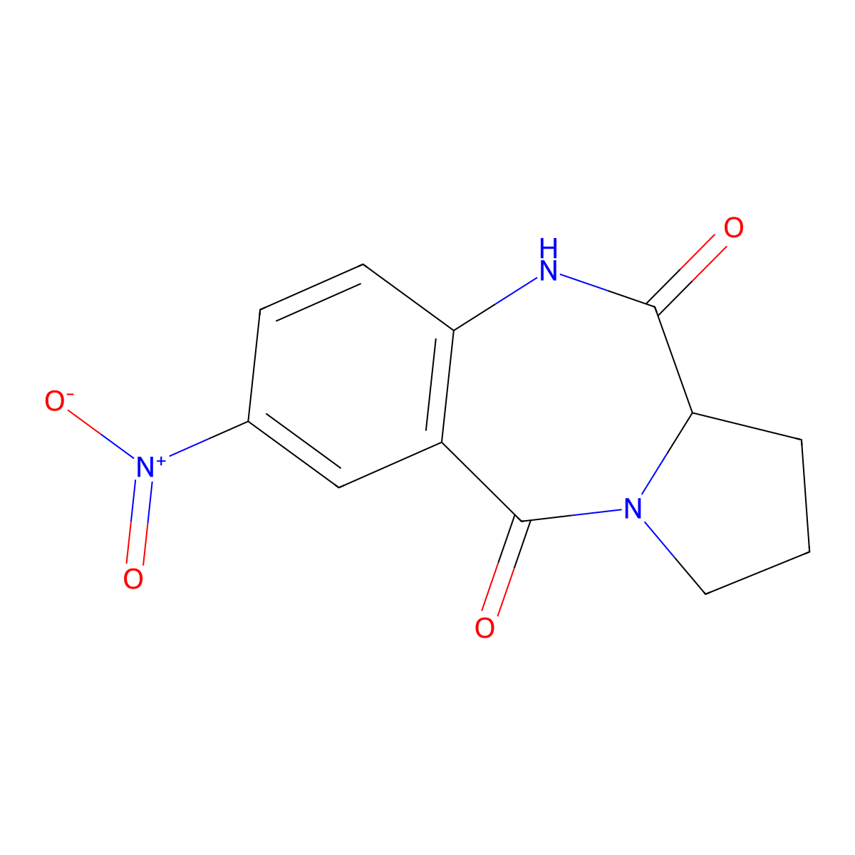 7-nitro-2,3-dihydro-1H-pyrrolo[2,1-c][1,4]benzodiazepine-5,11(10H,11aH)-dione molecular structure, CAS 41994-13-2