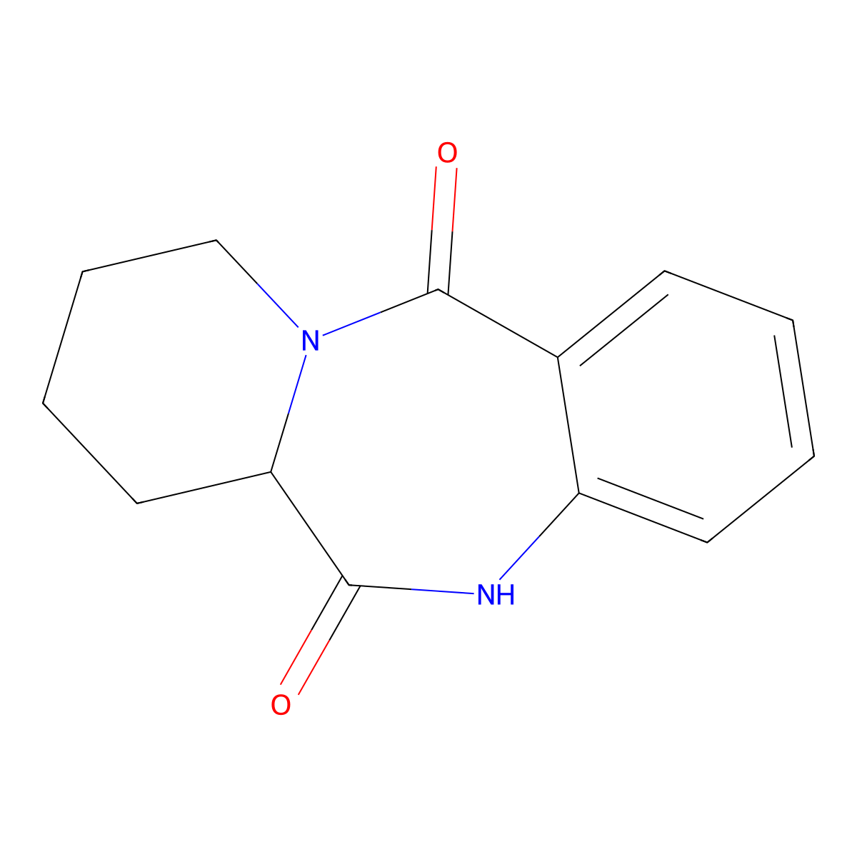 7,8,9,10-tetrahydropyrido[2,1-c][1,4]benzodiazepine-6,12(5H,6aH)-dione molecular structure, CAS 41994-17-6