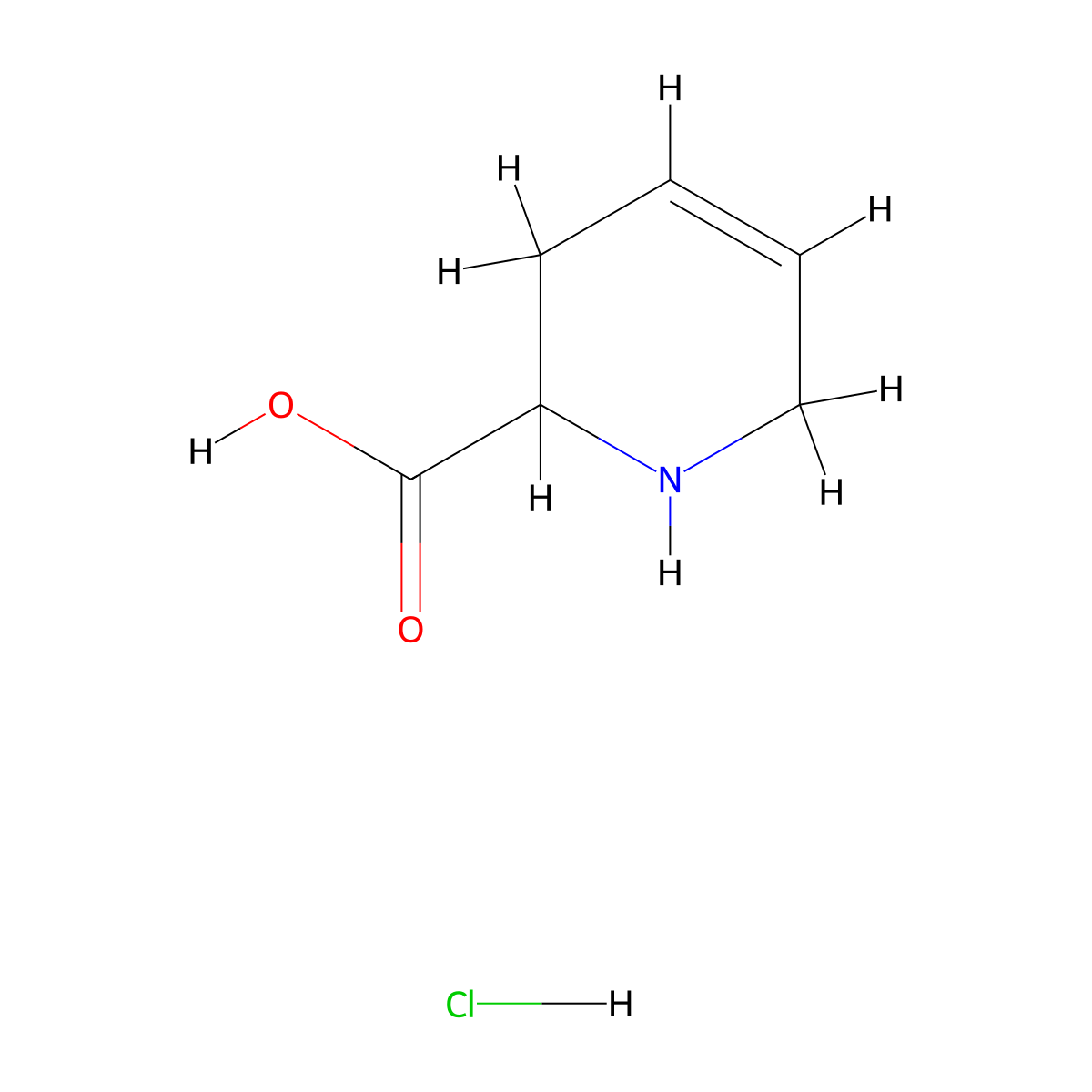 2-Pyridinecarboxylic acid, 1,2,3,6-tetrahydro-, hydrochloride (1:1) molecular structure, CAS 41994-52-9