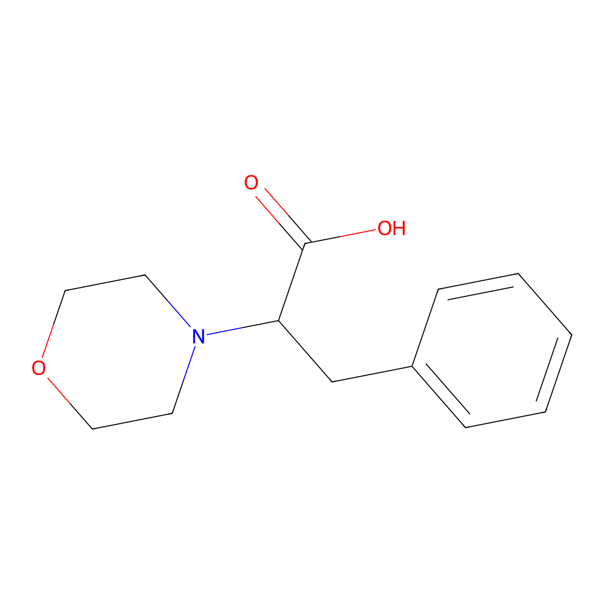2-(Morpholin-4-yl)-3-phenylpropanoic acid molecular structure, CAS 41998-40-7