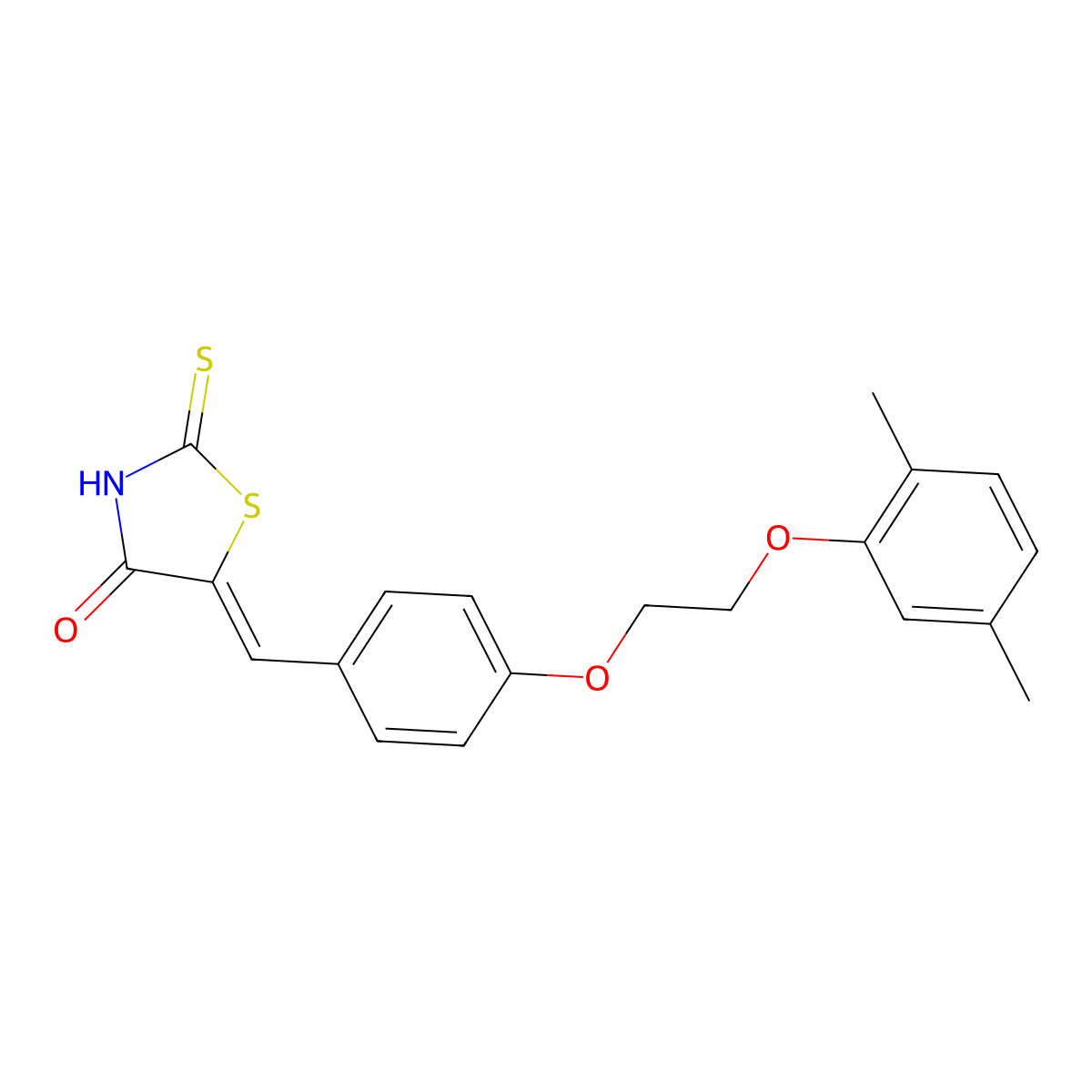 5-({4-[2-(2,5-Dimethylphenoxy)ethoxy]phenyl}methylidene)-2-sulfanylidene-1,3-thiazolidin-4-one molecular structure, CAS 4200-01-5