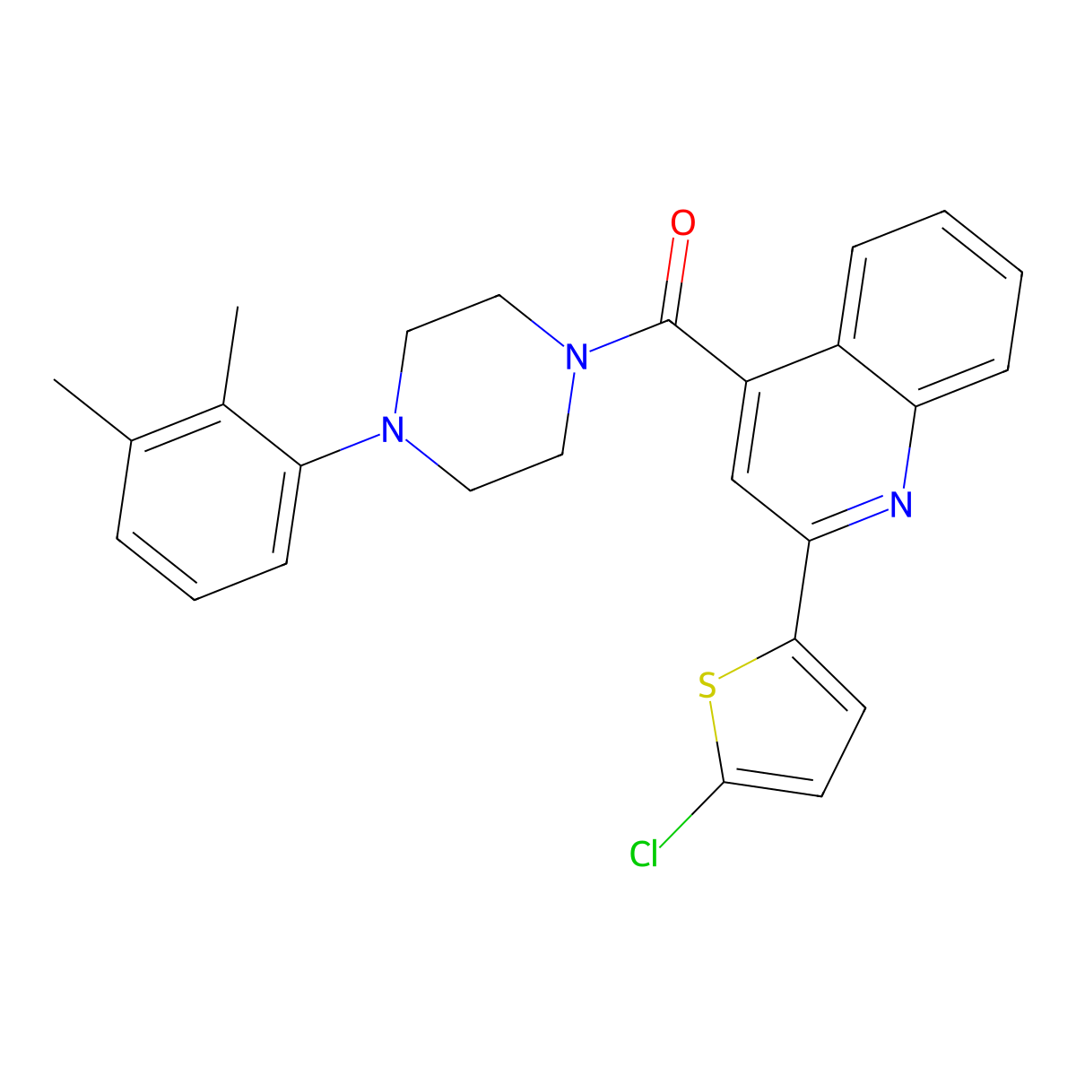 [2-(5-Chlorothiophen-2-yl)quinolin-4-yl]-[4-(2,3-dimethylphenyl)piperazin-1-yl]methanone molecular structure, CAS 420089-66-3