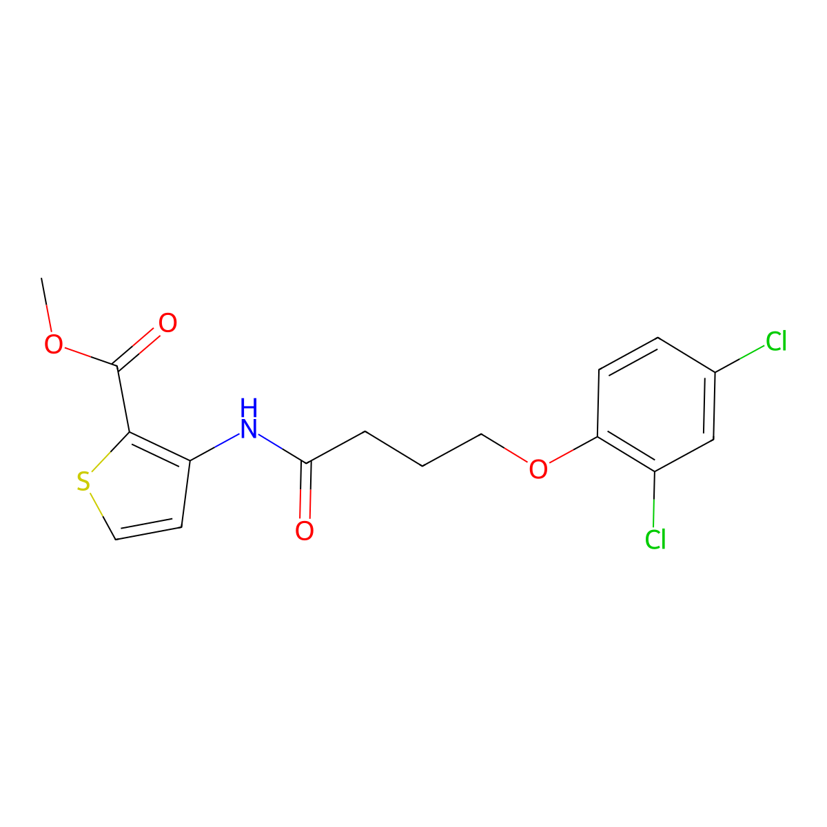 Methyl 3-[4-(2,4-dichlorophenoxy)butanoylamino]thiophene-2-carboxylate molecular structure, CAS 420089-72-1