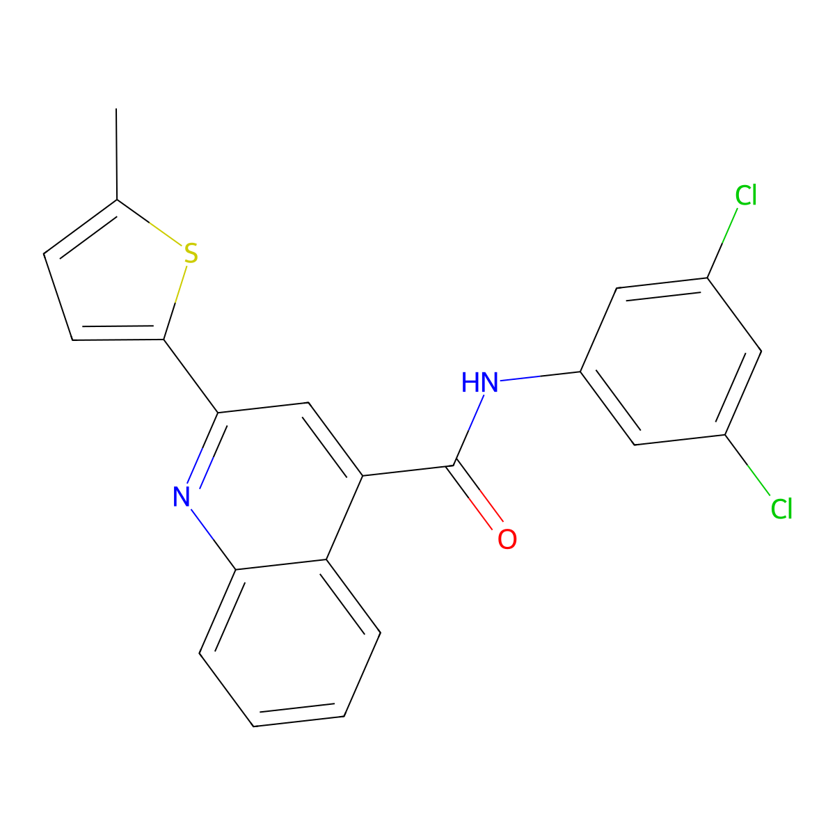 N-(3,5-dichlorophenyl)-2-(5-methylthiophen-2-yl)quinoline-4-carboxamide molecular structure, CAS 420089-75-4