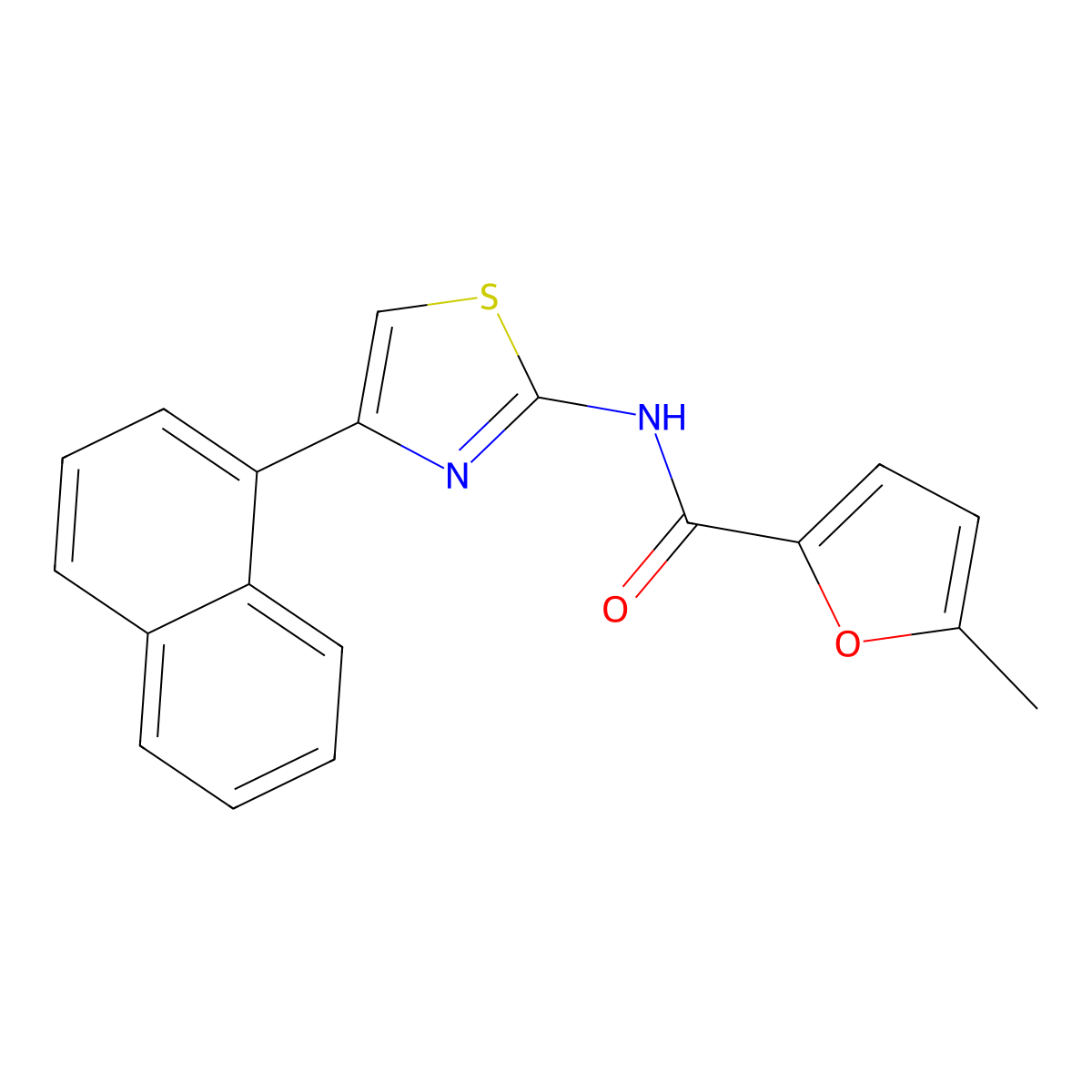 5-methyl-N-[4-(1-naphthyl)-1,3-thiazol-2-yl]-2-furamide molecular structure, CAS 420090-09-1