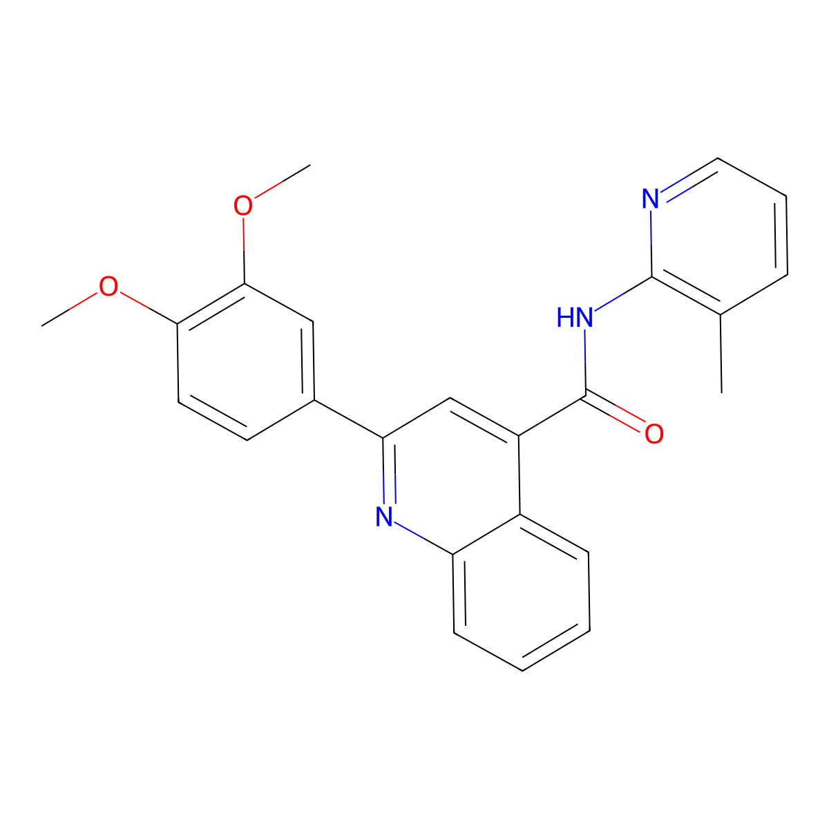 2-(3,4-dimethoxyphenyl)-N-(3-methylpyridin-2-yl)quinoline-4-carboxamide molecular structure, CAS 420090-12-6