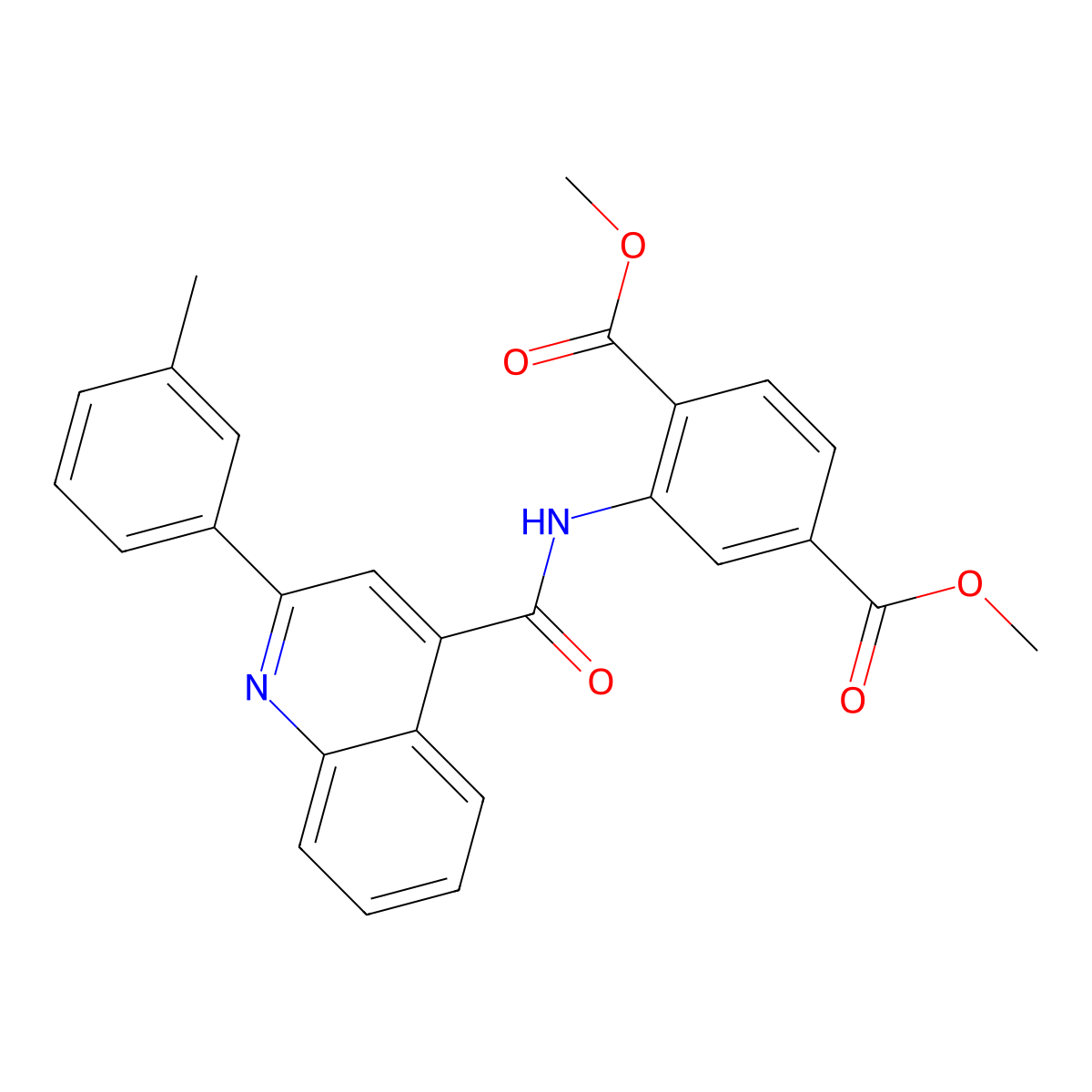 Dimethyl 2-[[2-(3-methylphenyl)quinoline-4-carbonyl]amino]benzene-1,4-dicarboxylate molecular structure, CAS 420090-14-8