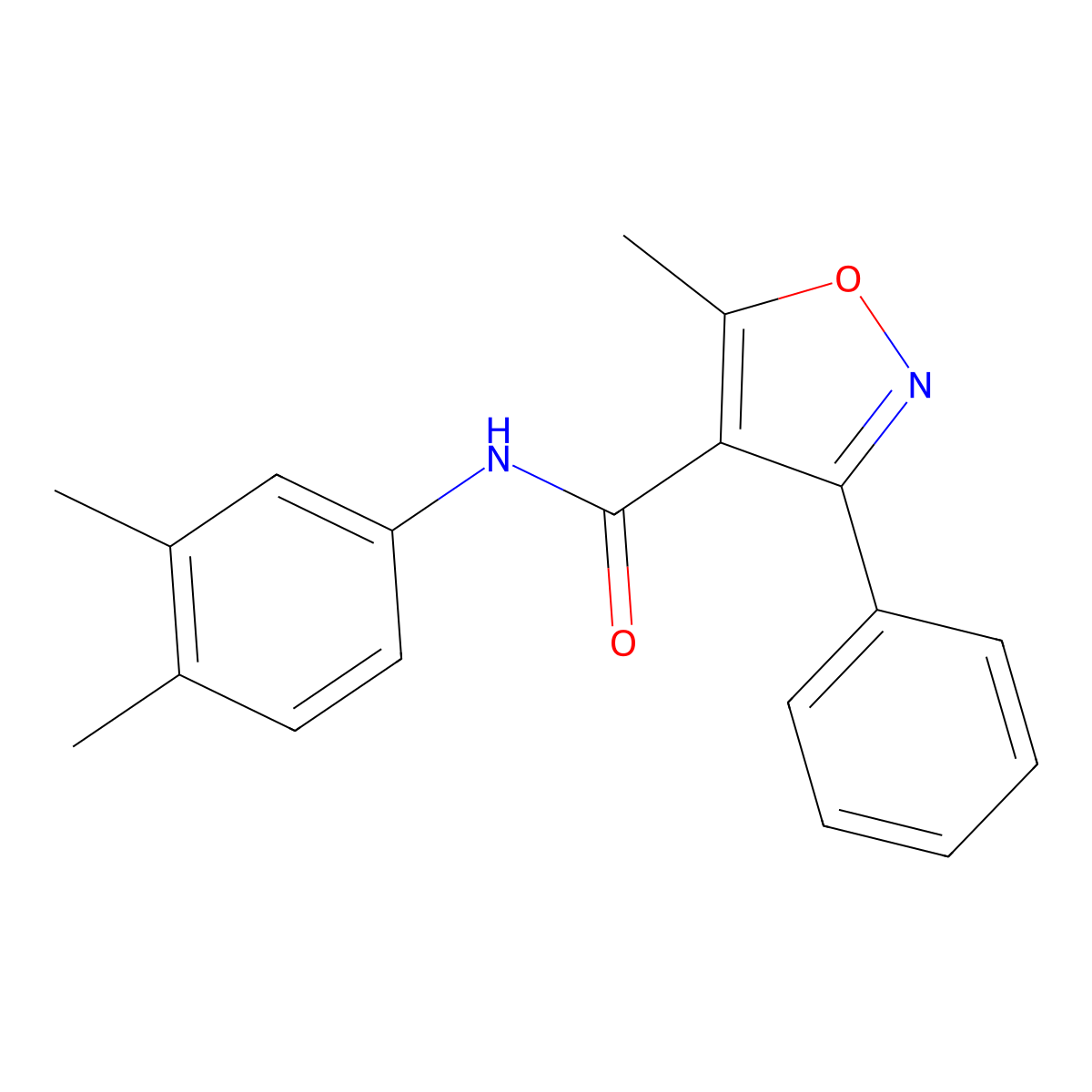 N-(3,4-dimethylphenyl)-5-methyl-3-phenyl-1,2-oxazole-4-carboxamide molecular structure, CAS 420090-26-2