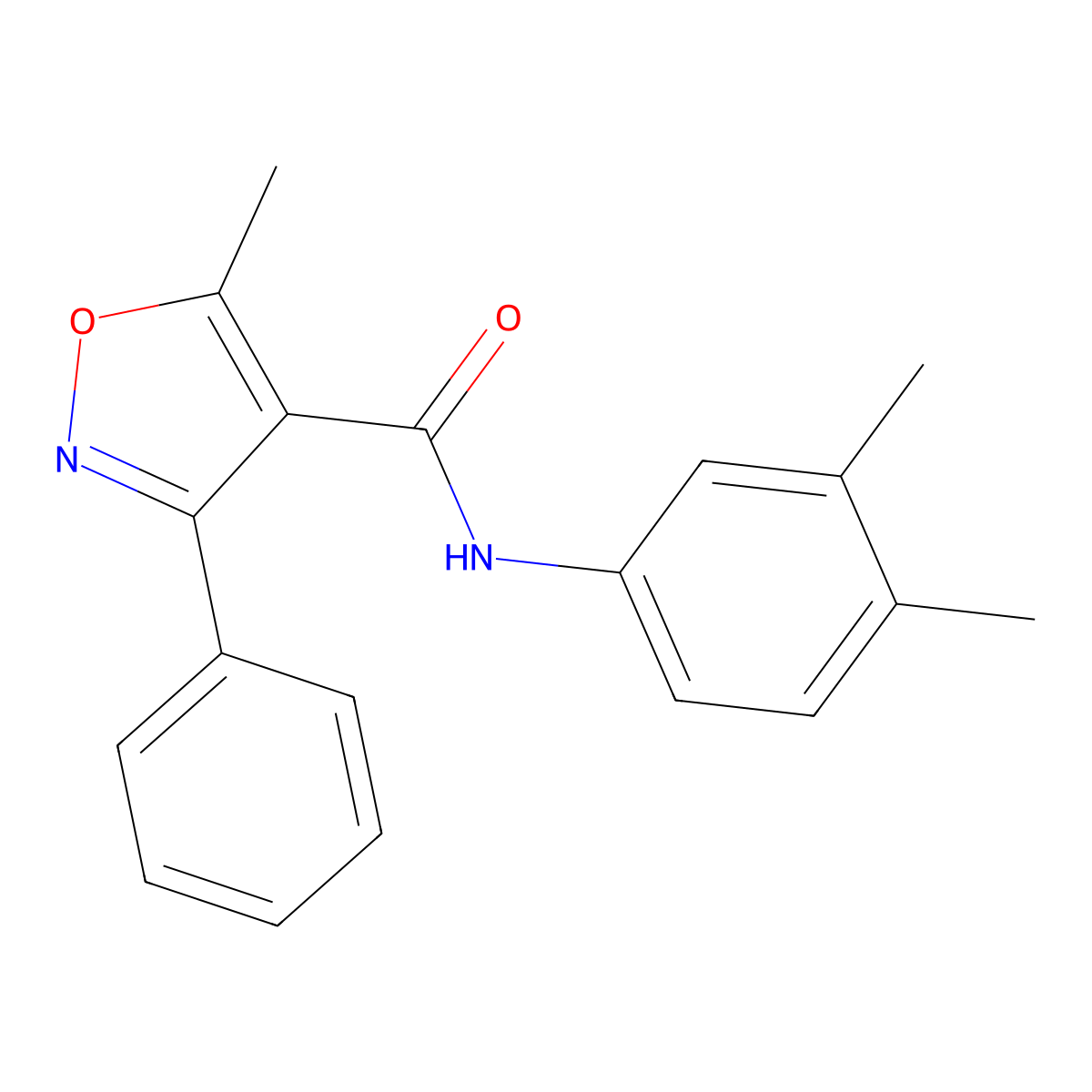 N-(3,4-dimethylphenyl)-5-methyl-3-phenyl-1,2-oxazole-4-carboxamide molecular structure, CAS 420090-26-2