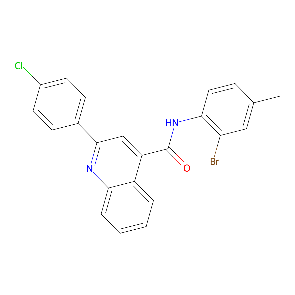 N-(2-bromo-4-methylphenyl)-2-(4-chlorophenyl)quinoline-4-carboxamide molecular structure, CAS 420090-27-3