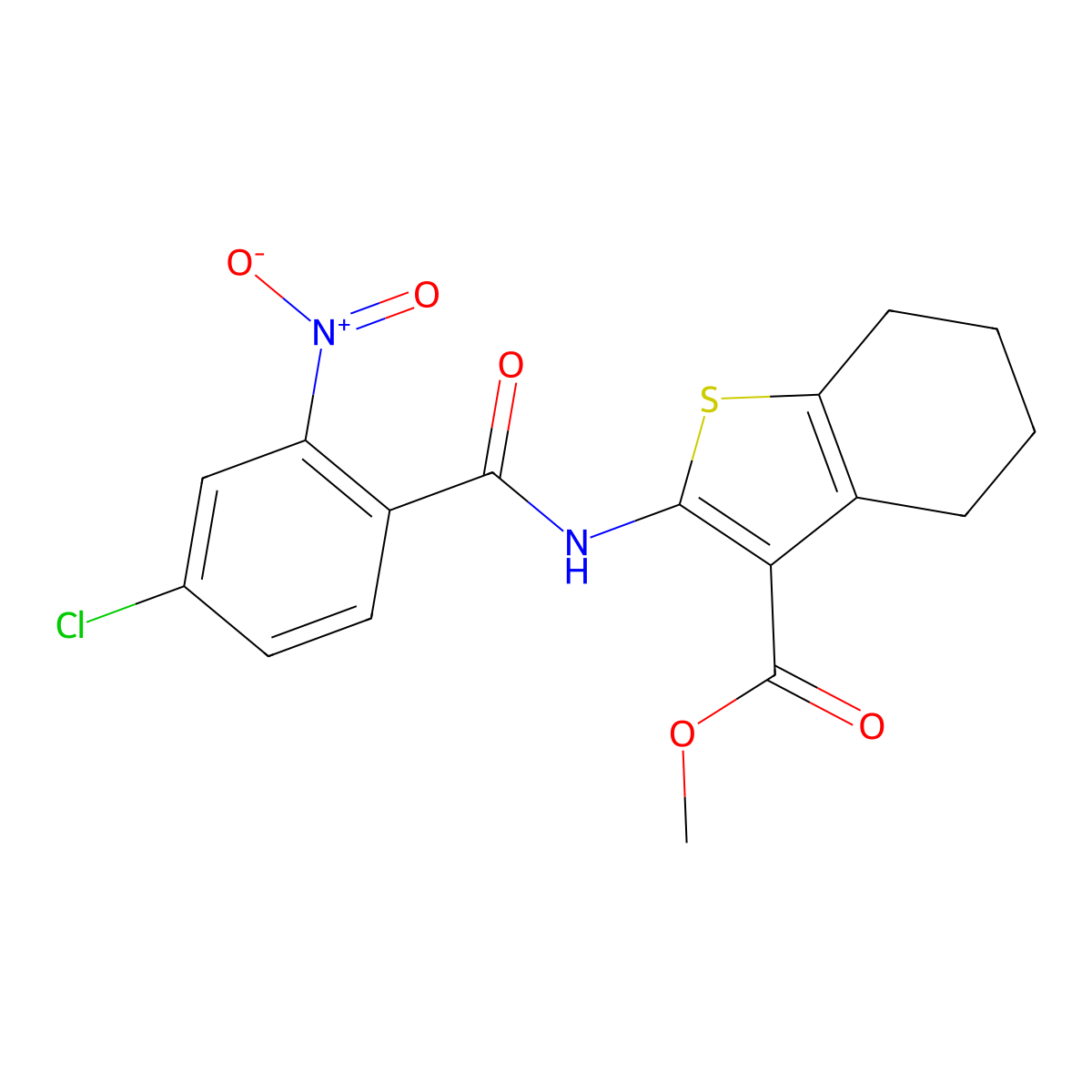 Methyl 2-[(4-chloro-2-nitrobenzoyl)amino]-4,5,6,7-tetrahydro-1-benzothiophene-3-carboxylate molecular structure, CAS 420090-30-8