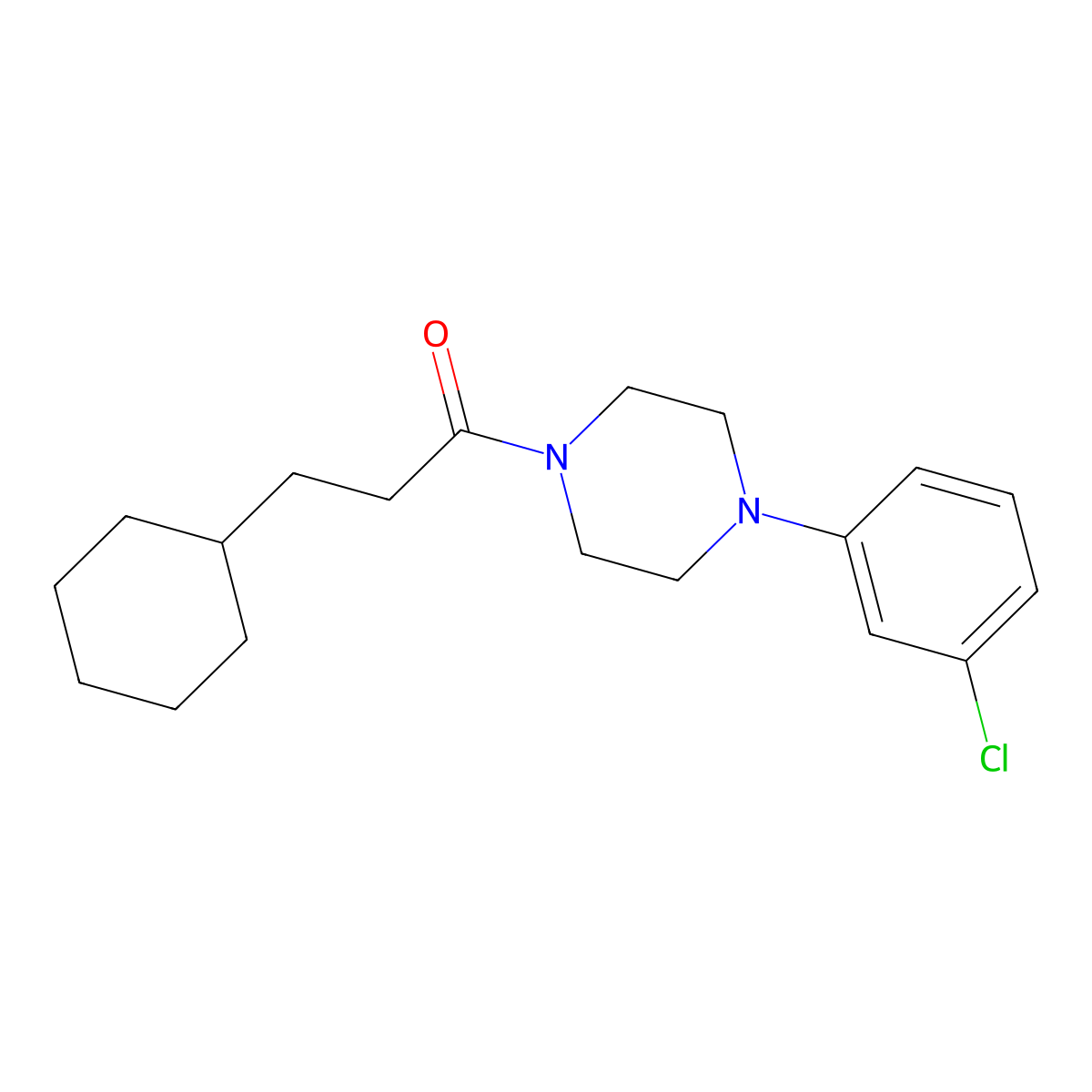 1-[4-(3-Chlorophenyl)piperazin-1-yl]-3-cyclohexylpropan-1-one molecular structure, CAS 420090-31-9